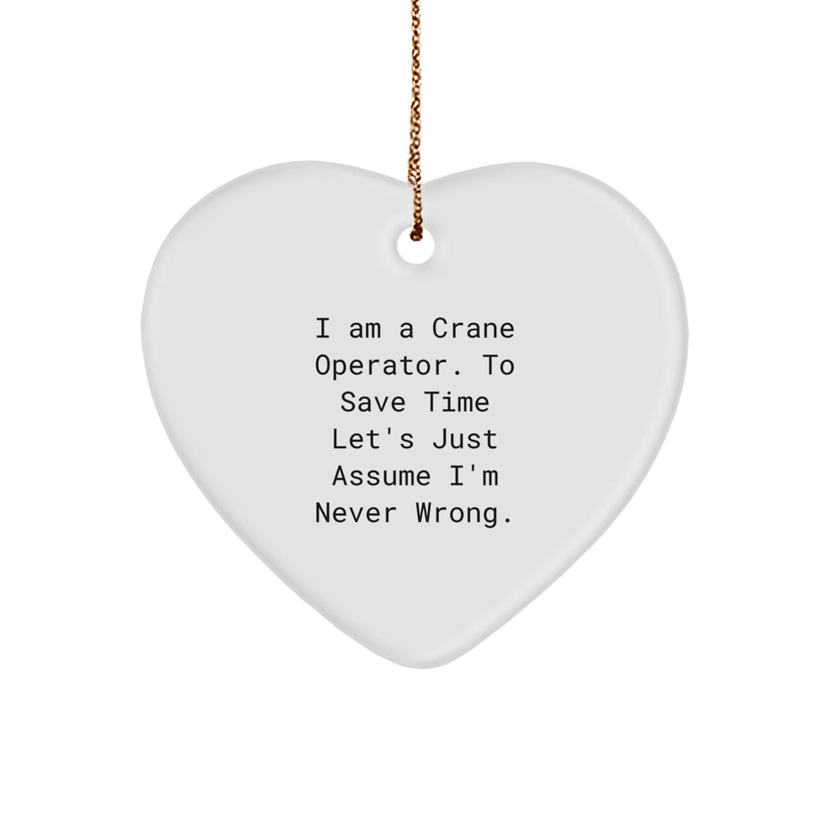 Christmas Gift for Her Crane Operator Heart Ornament Present - Image 1