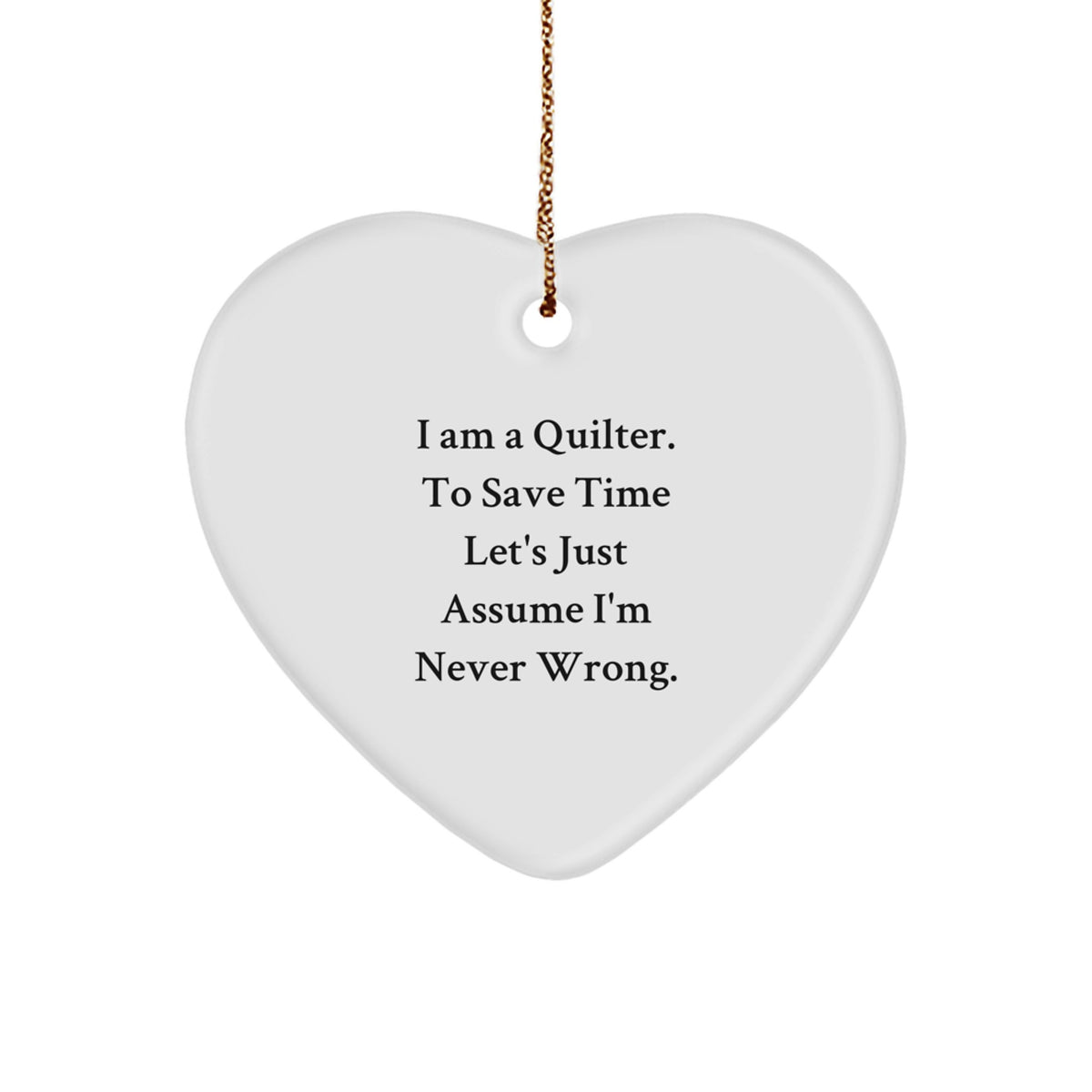 Quilter Keepsake Heart Christmas Ornament for Him Gift Durable MDF - Image 1