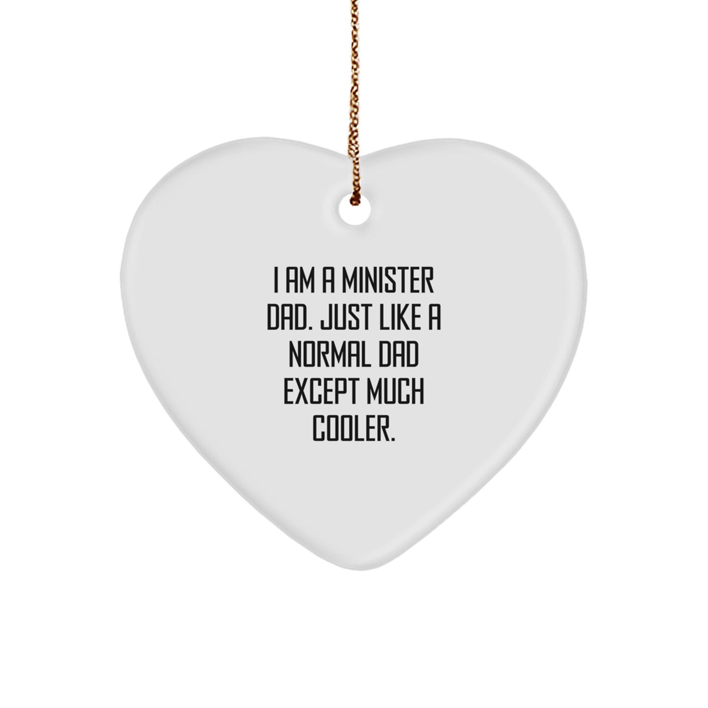 Christmas Gift for Her Minister Dad White Heart Ornament Present - Image 1