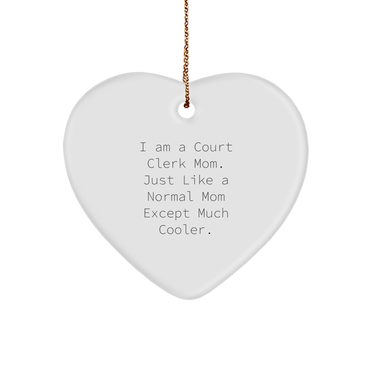 Court Clerk Keepsake Christmas Ornament for Him Gift Heart-Shaped White - Image 1