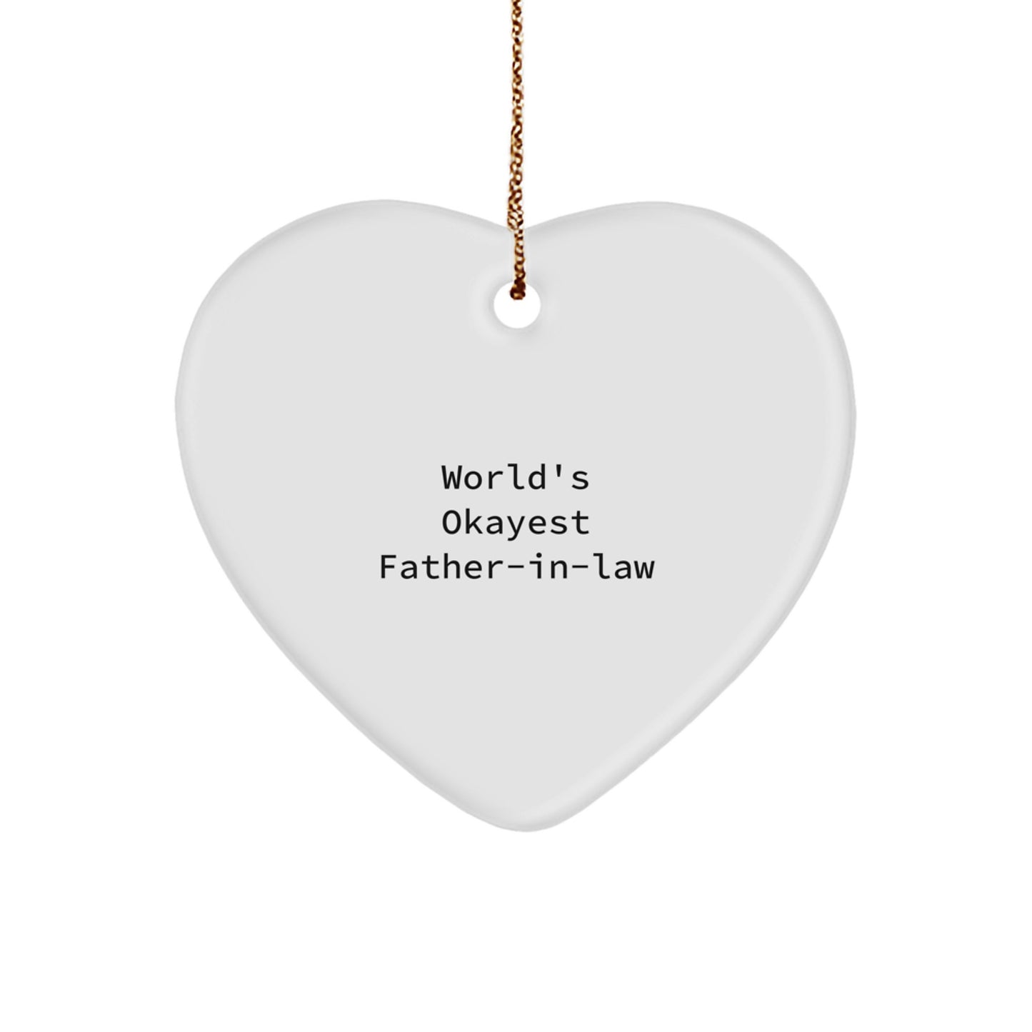 Funny Father-in-law Gifts from Men, World's Okayest Dad Heart Ornament for Christmas - Image 1