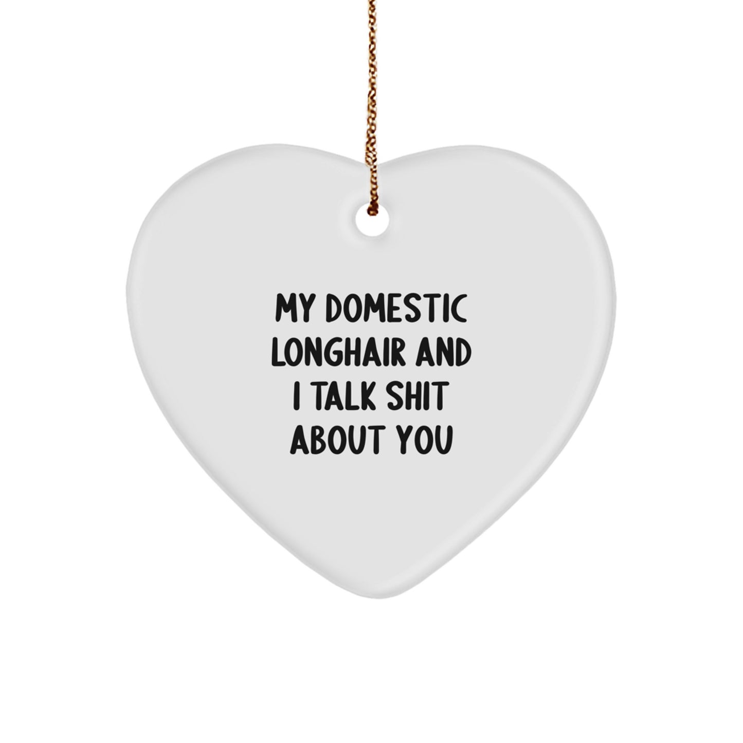 Funny Domestic Longhair Cat Heart Ornament Gifts from Friends to Family Members for Christmas Unique Presents - Image 1