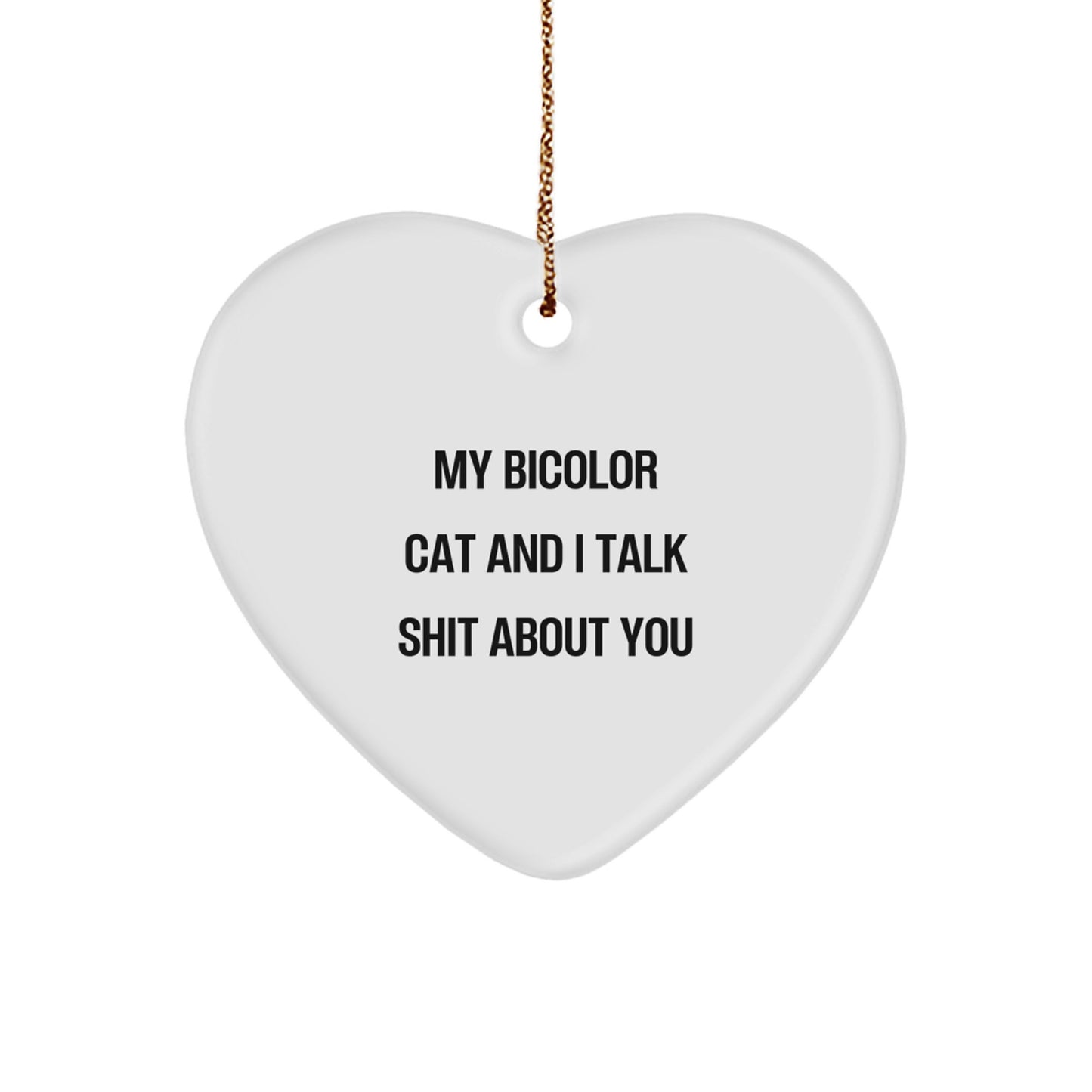 Bicolor Cat Heart Ornament Funny Gift from Family for Christmas - Image 1