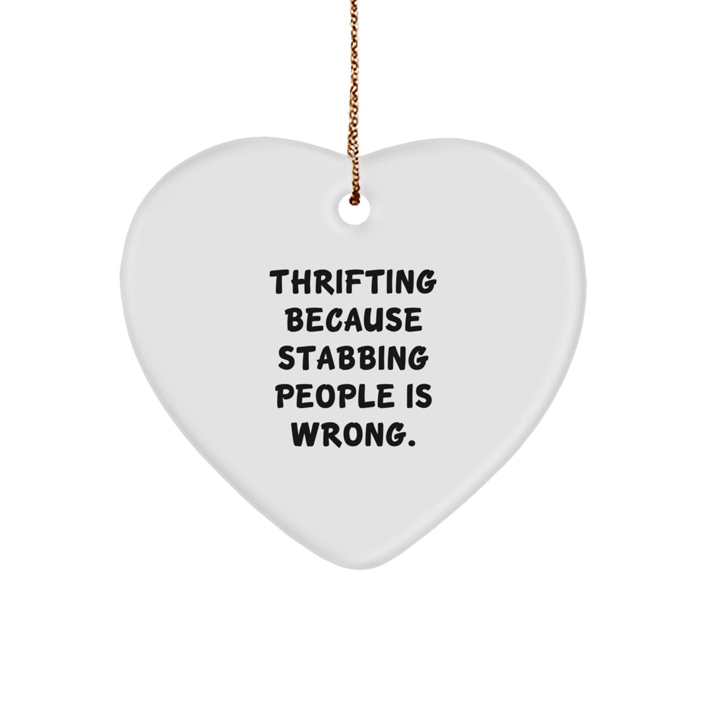 Funny Thrifting Heart Ornament Gifts for Friends from Thrifters, Unique Heart Shaped Christmas Decorations with a Twist - Image 1
