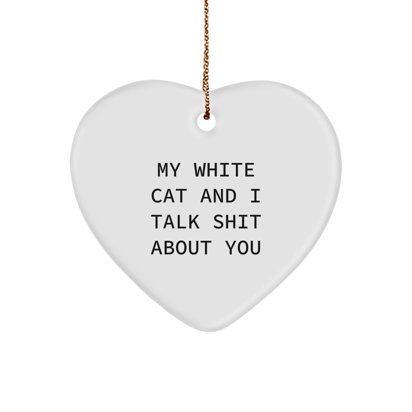 Funny White Cat Heart Ornament Gifts from Men to White Cat Lovers for Christmas - Image 1