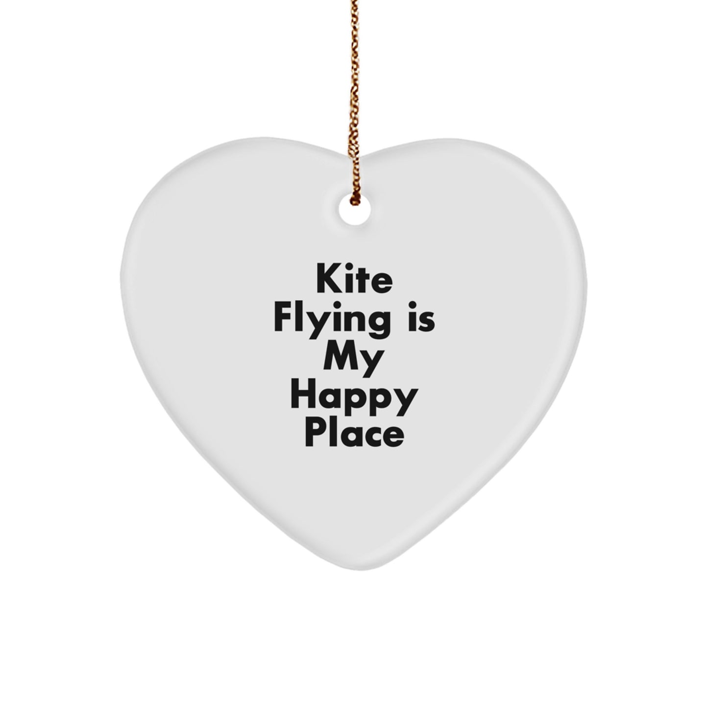 Kite Flying Gifts for Men, Women, and Friends - Kite Flying Is My Happy Place Heart Ornament, Christmas Unique Decorations, Gifts from Family, Perfect for Kite Enthusiasts - Image 1