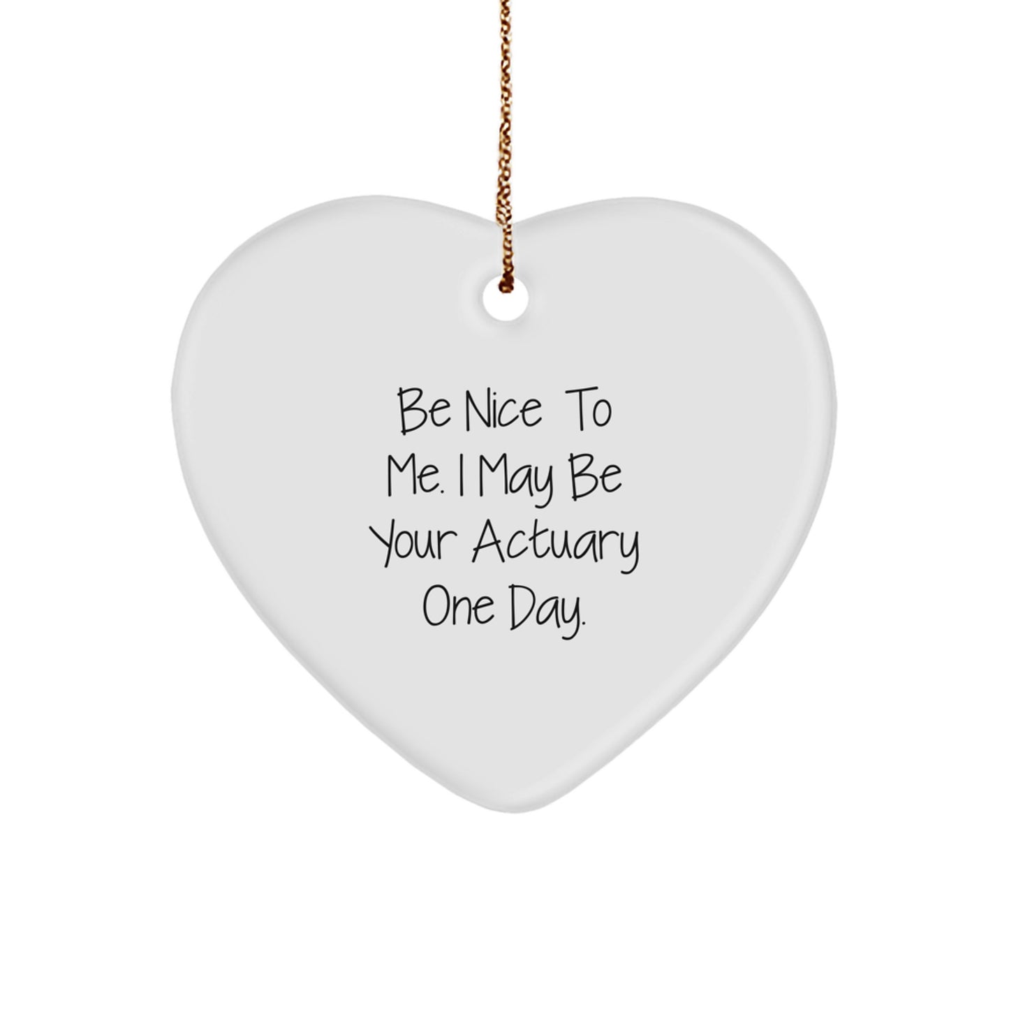 Funny Actuary Gifts for Men, Women, or Coworkers - Heart Ornament with Be Nice To Me. I May Be Your Actuary One Day. Quote - Unique Christmas Memorable Presents - Image 1