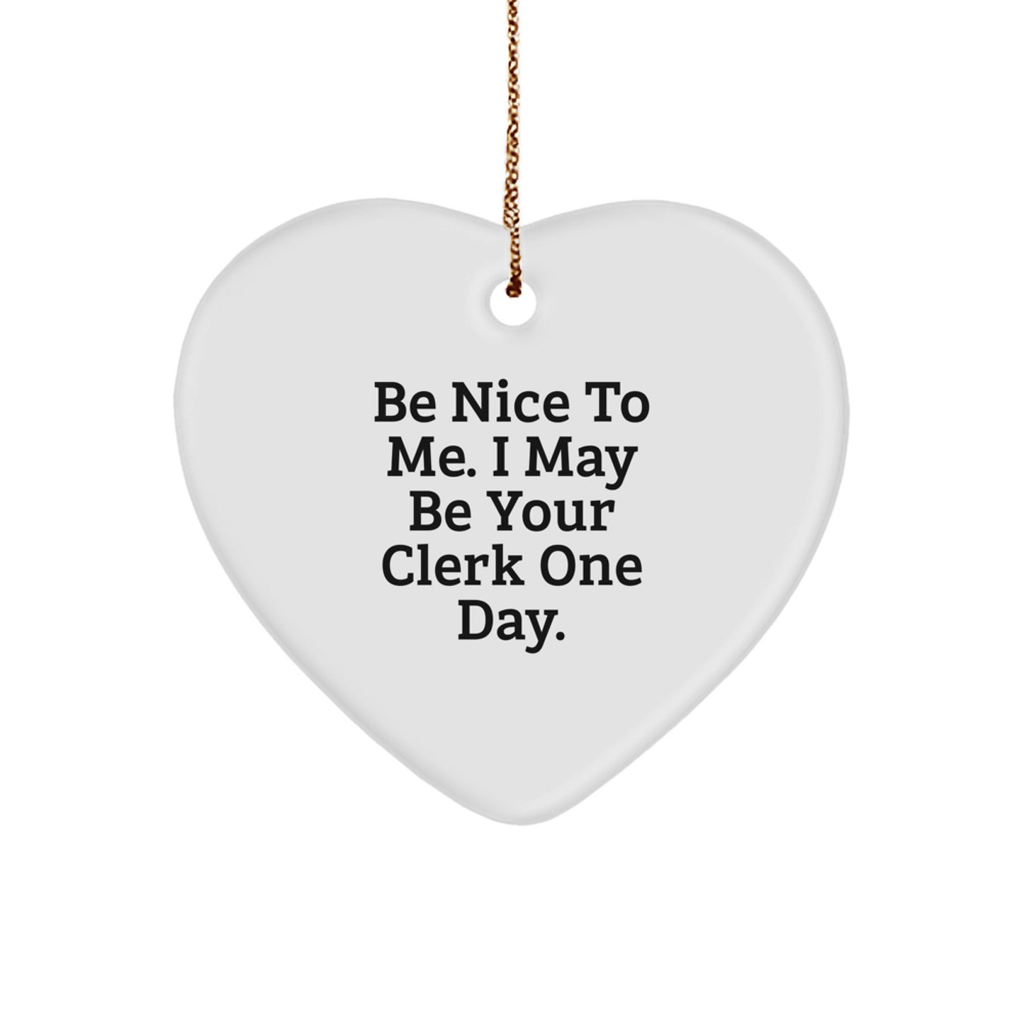 Funny Clerk Heart Ornament Gifts from Men or Women to Clerk Coworkers or Family - Image 1