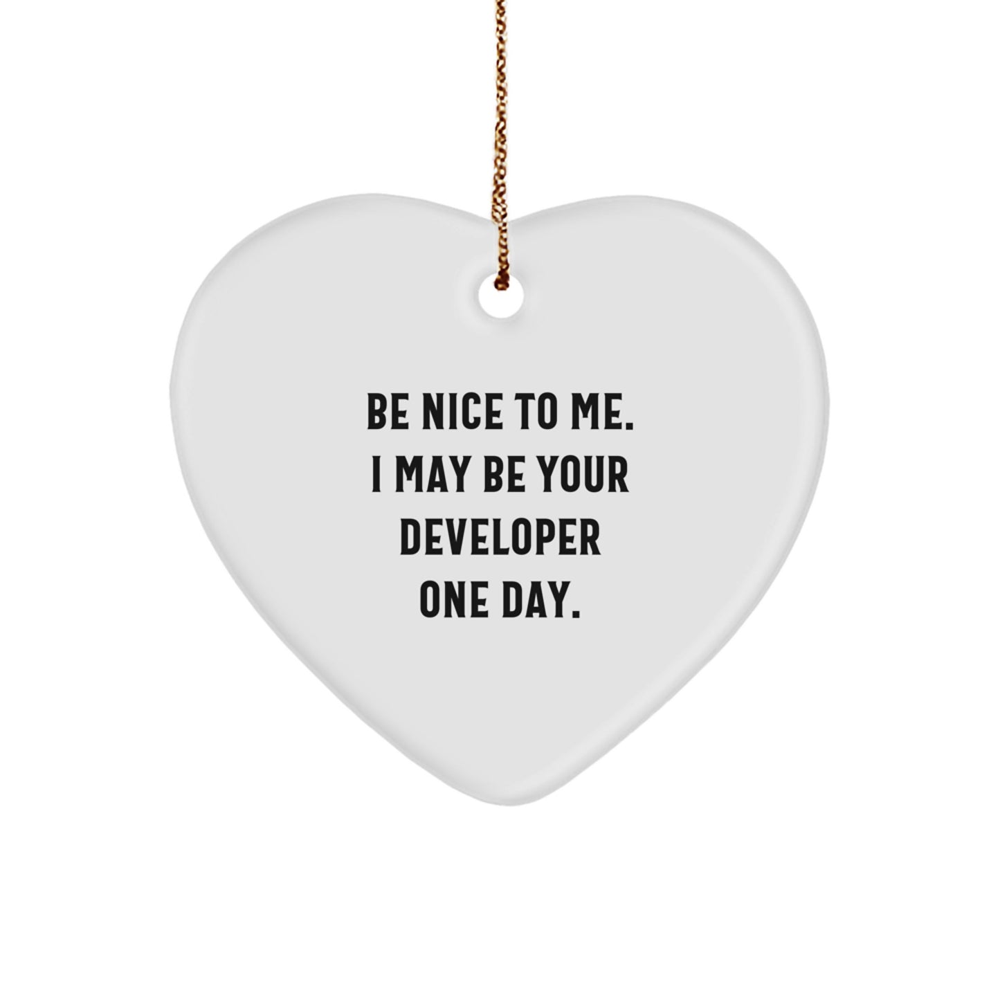 Funny Developer Heart Ornament, Gifts from Family to Developer, Christmas Unique Gifts for Developer Friends - Image 1