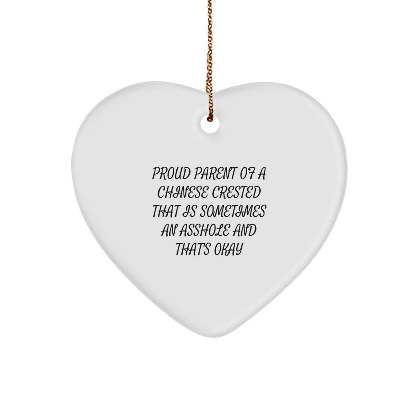 Funny Heart Ornament for Chinese Crested Dog Lovers, Gifts for Chinese Crested Dog Owners from Friends and Family at Christmas - Image 1
