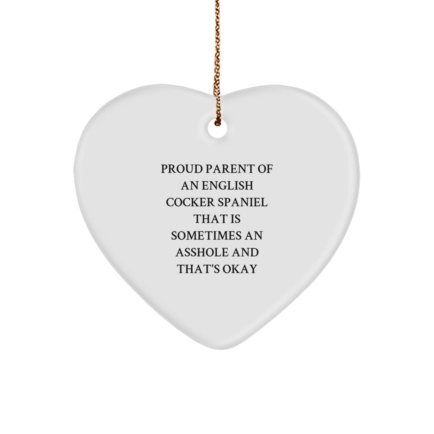 Funny English Cocker Spaniel Dog Gifts from Men to Family, Heart Ornament for Proud English Cocker Spaniel Dog Owners, Christmas Unique Gifts - Image 1