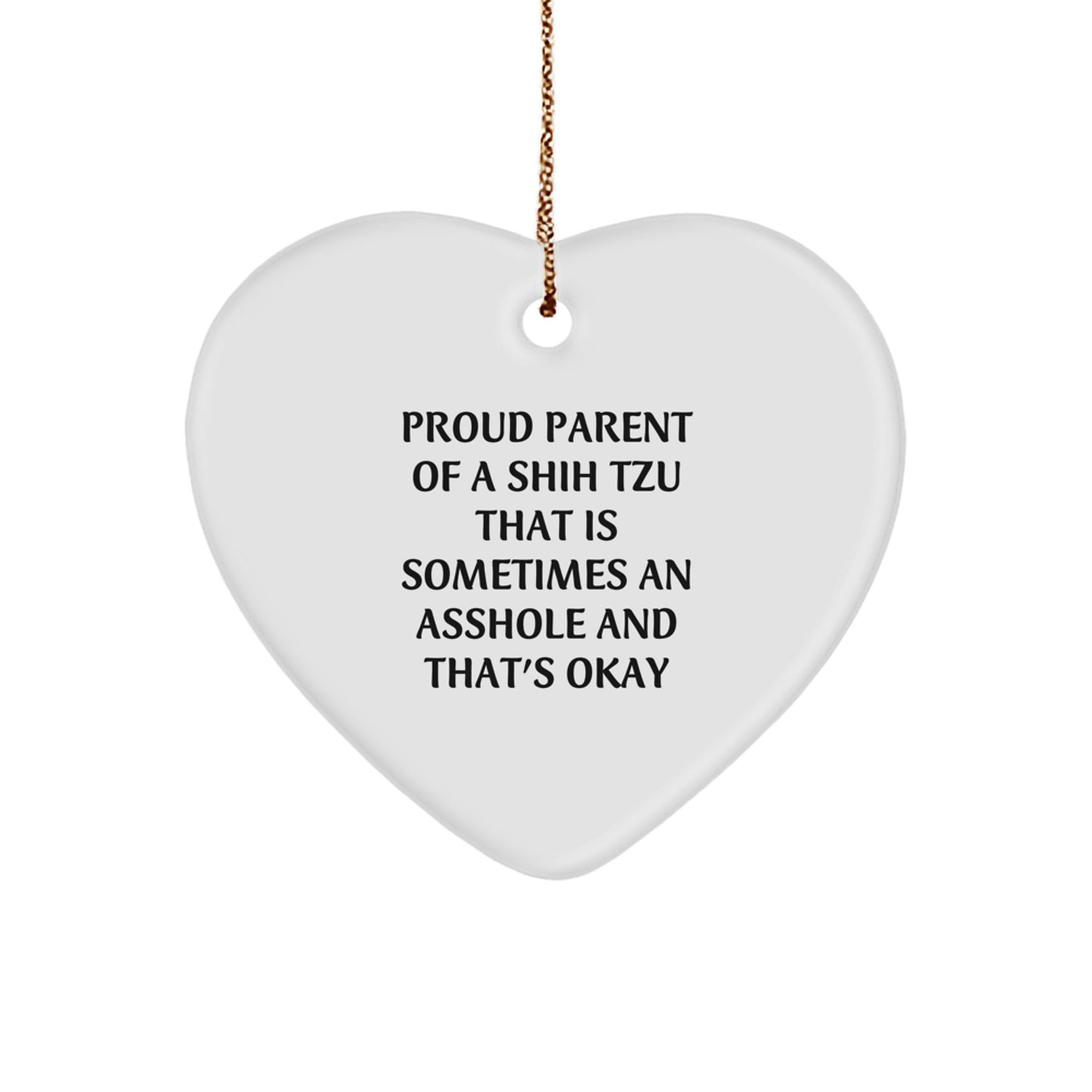 Funny Shih Tzu Dog Mom or Dad Heart Ornament Gifts from Family for Christmas Season - Image 1