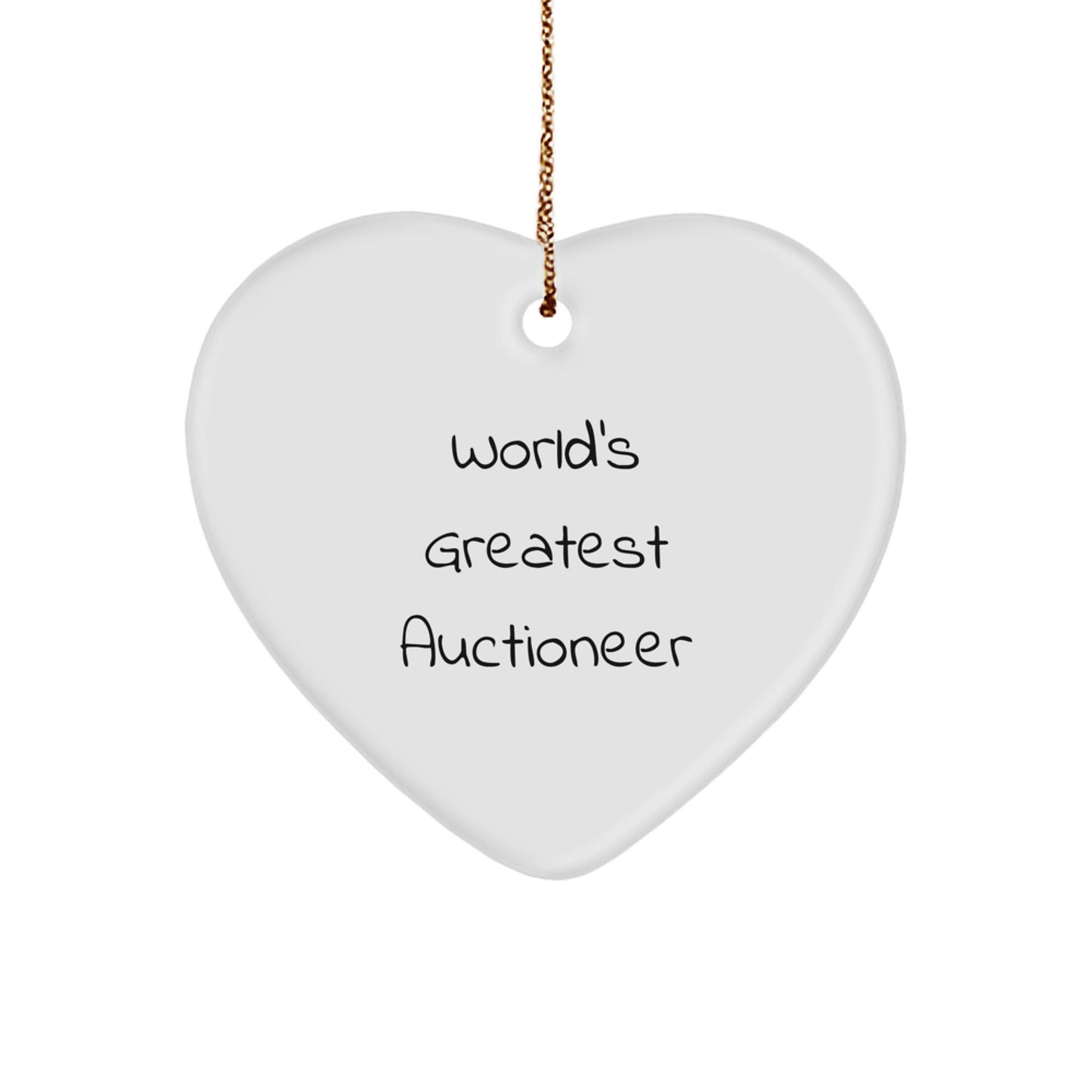 Funny Heart Ornament Gifts from Men to World's Greatest Auctioneer Friends, Funny Auctioneer Christmas Unique Gifts for Men, Funny Heart Shaped Ornament - Image 1