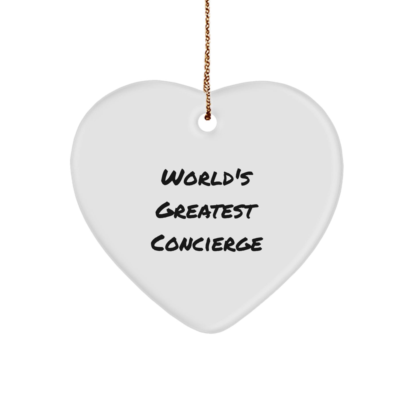 Funny Concierge Gifts from Men, World's Greatest Concierge Heart Ornament for Women, Christmas Unique Decorations - Image 1