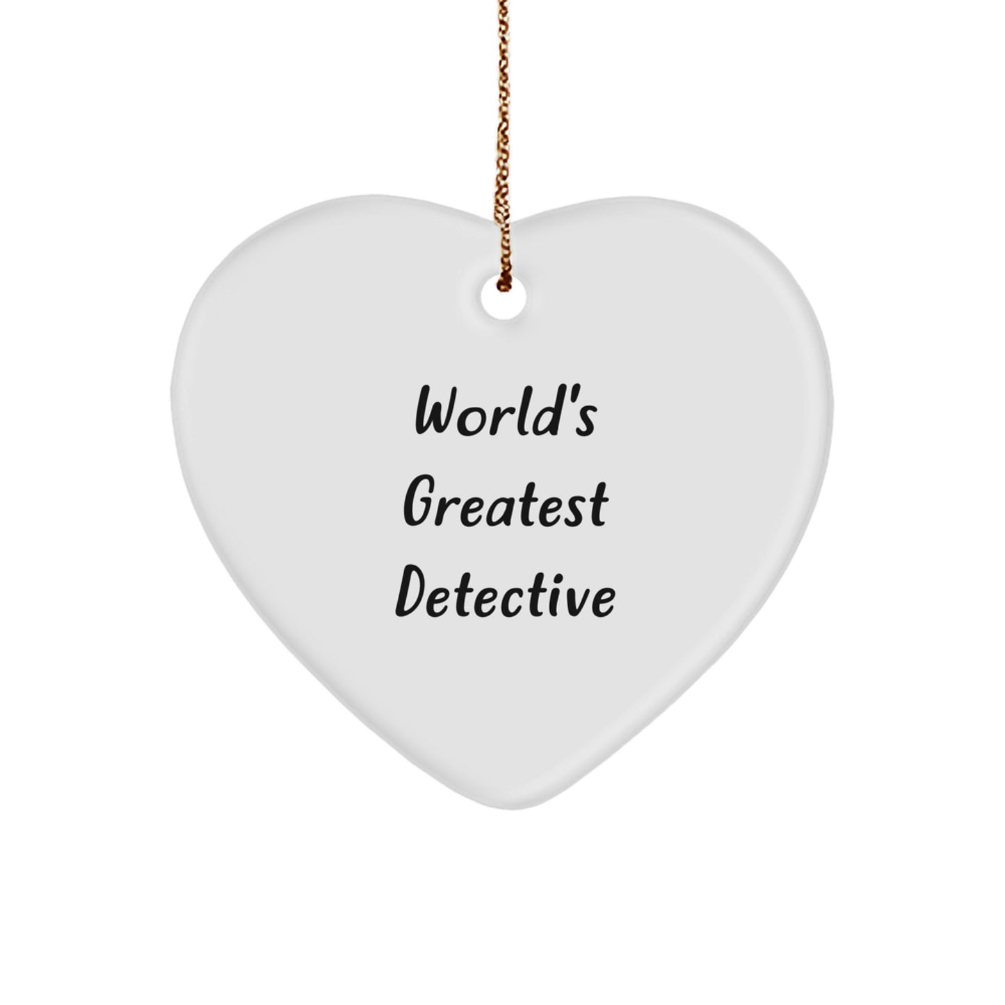 Funny 'World's Greatest Detective' Heart Ornament Gifts from Family for Christmas - Image 1