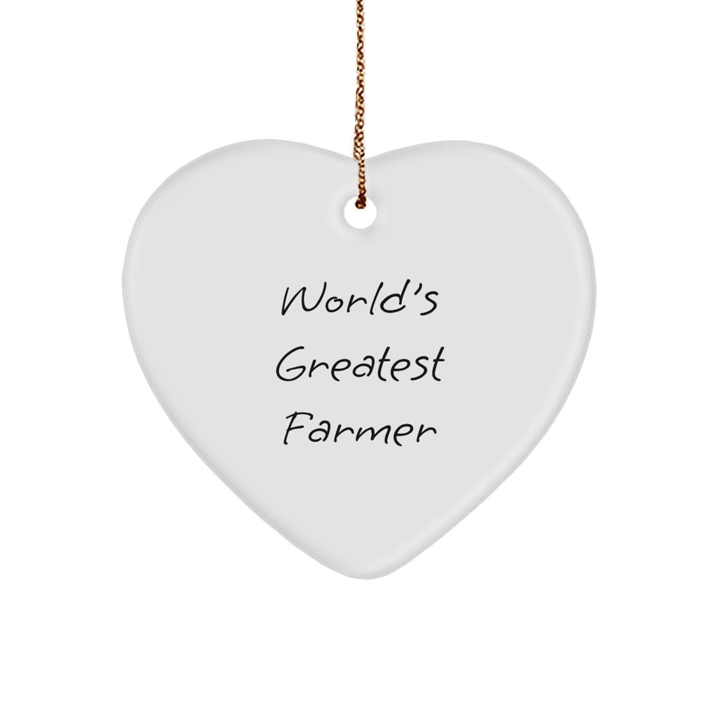 Funny Farmer Heart Ornament Gifts from Friends for World's Greatest Farmer, Christmas Unique Gifts, Heart Shaped Ornaments for Farmer, Funny Heart Ornaments for Christmas - Image 1
