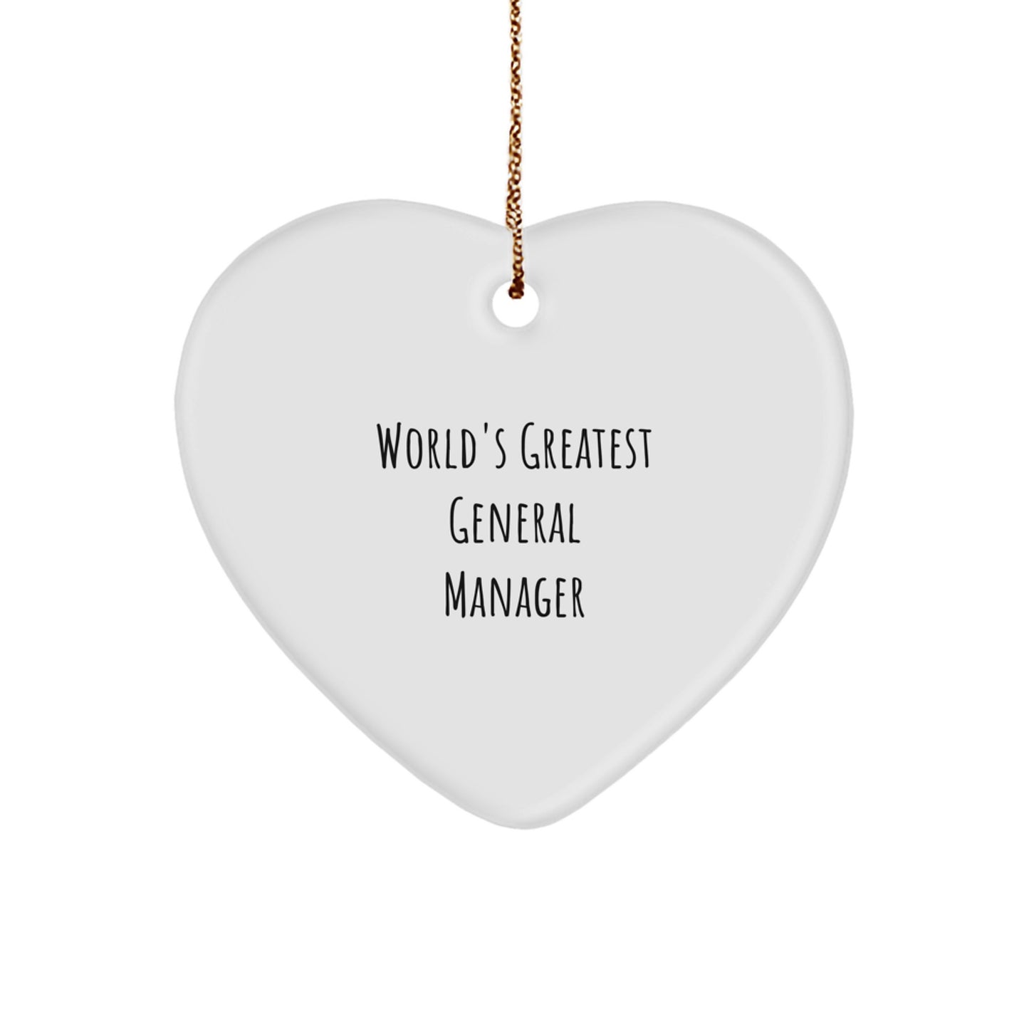 Funny General Manager Gifts from Friends, World's Greatest General Manager Heart Ornament Christmas Unique Gift for Men, General Manager Lover's Heartfelt Present - Image 1