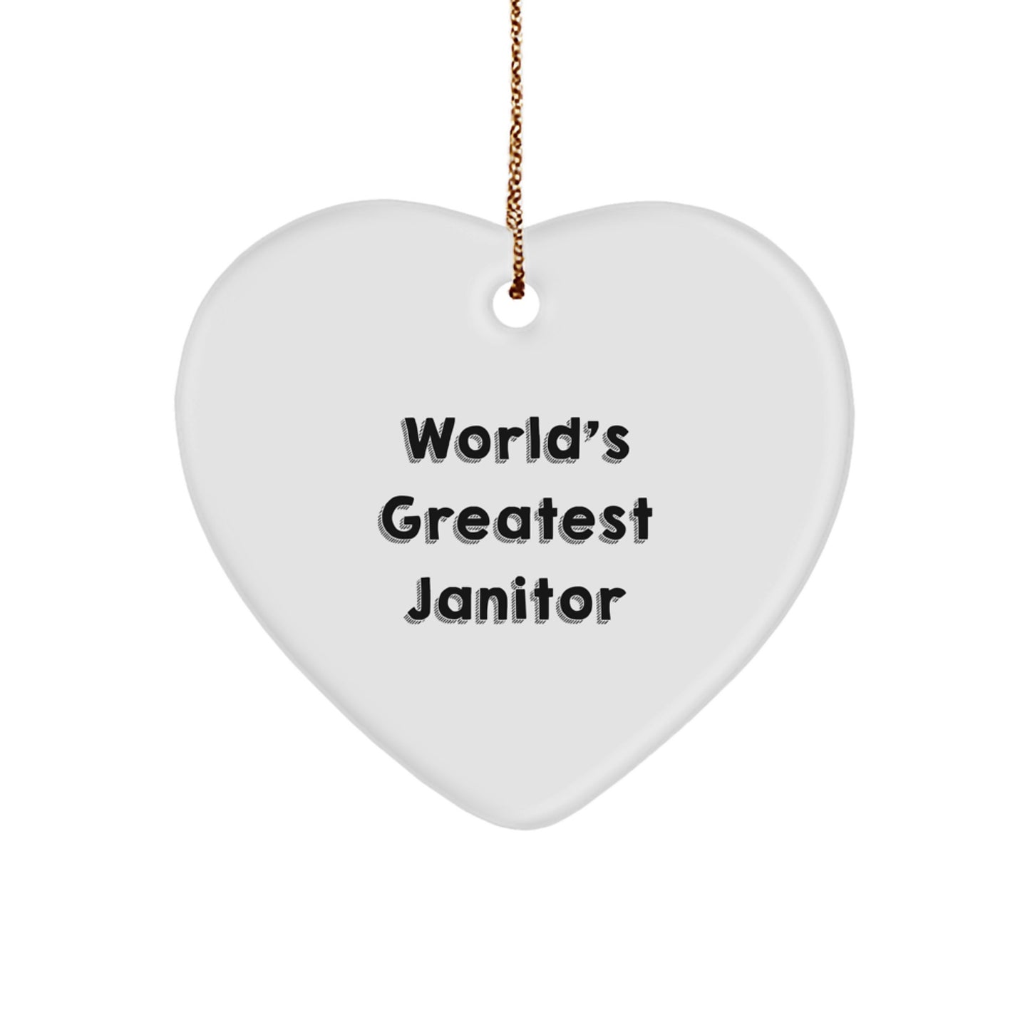 Funny Janitor Gifts for Men from Family - 'World's Greatest Janitor' Heart Ornament for Christmas Unique Gifts - Image 1