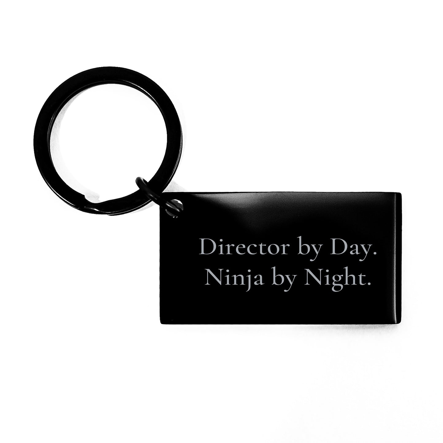 Director By Day, Ninja By Night Keychain, Funny Quote on Black Stainless Steel Keychain, Birthday Unique Gifts from Friends to Colleagues - Image 1