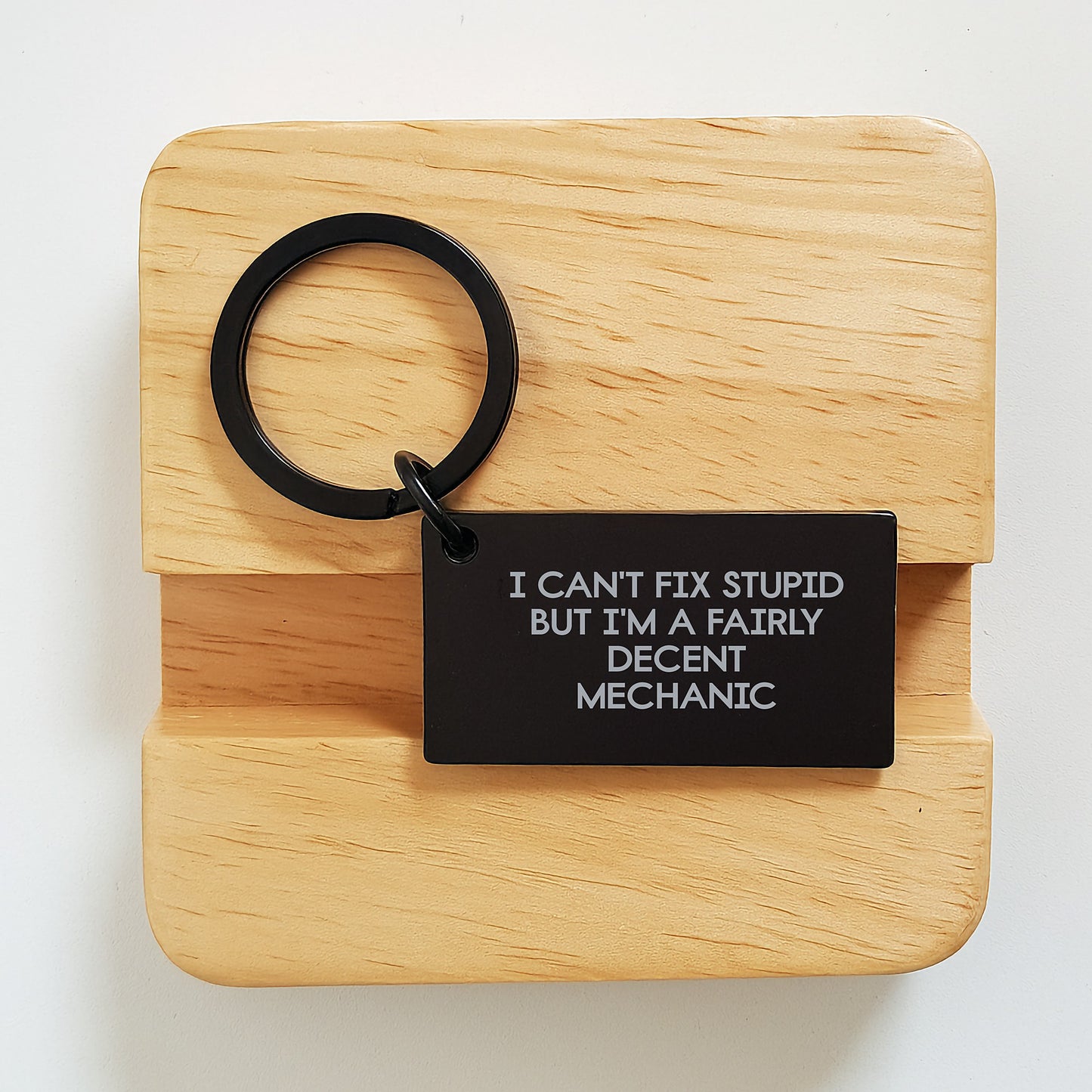 Mechanic Humor Gifts for Men - I Can't Fix Stupid But I'm A Fairly Decent Mechanic Keychain, Stainless Steel, Black, Graduation Unique Gifts from Friends to Mechanic - Image 2