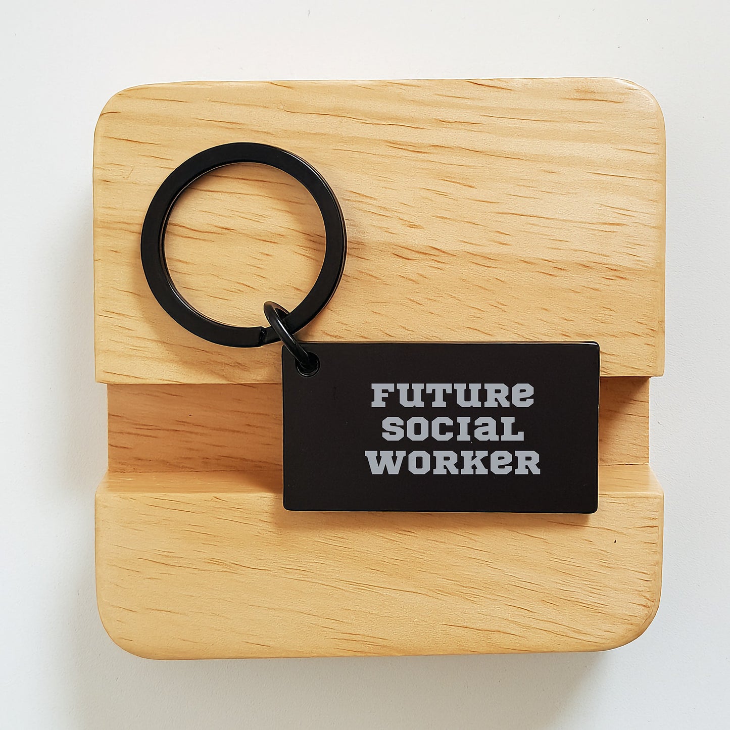 Funny Social Worker Keychain Gifts from Friends for Graduation with Inspirational Quote - 'Future Social Worker' - Image 2