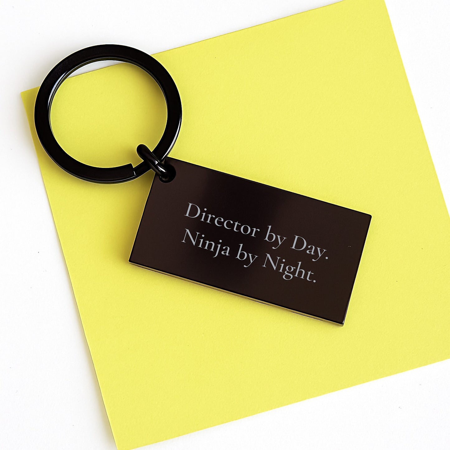 Director By Day, Ninja By Night Keychain, Funny Quote on Black Stainless Steel Keychain, Birthday Unique Gifts from Friends to Colleagues - Image 3