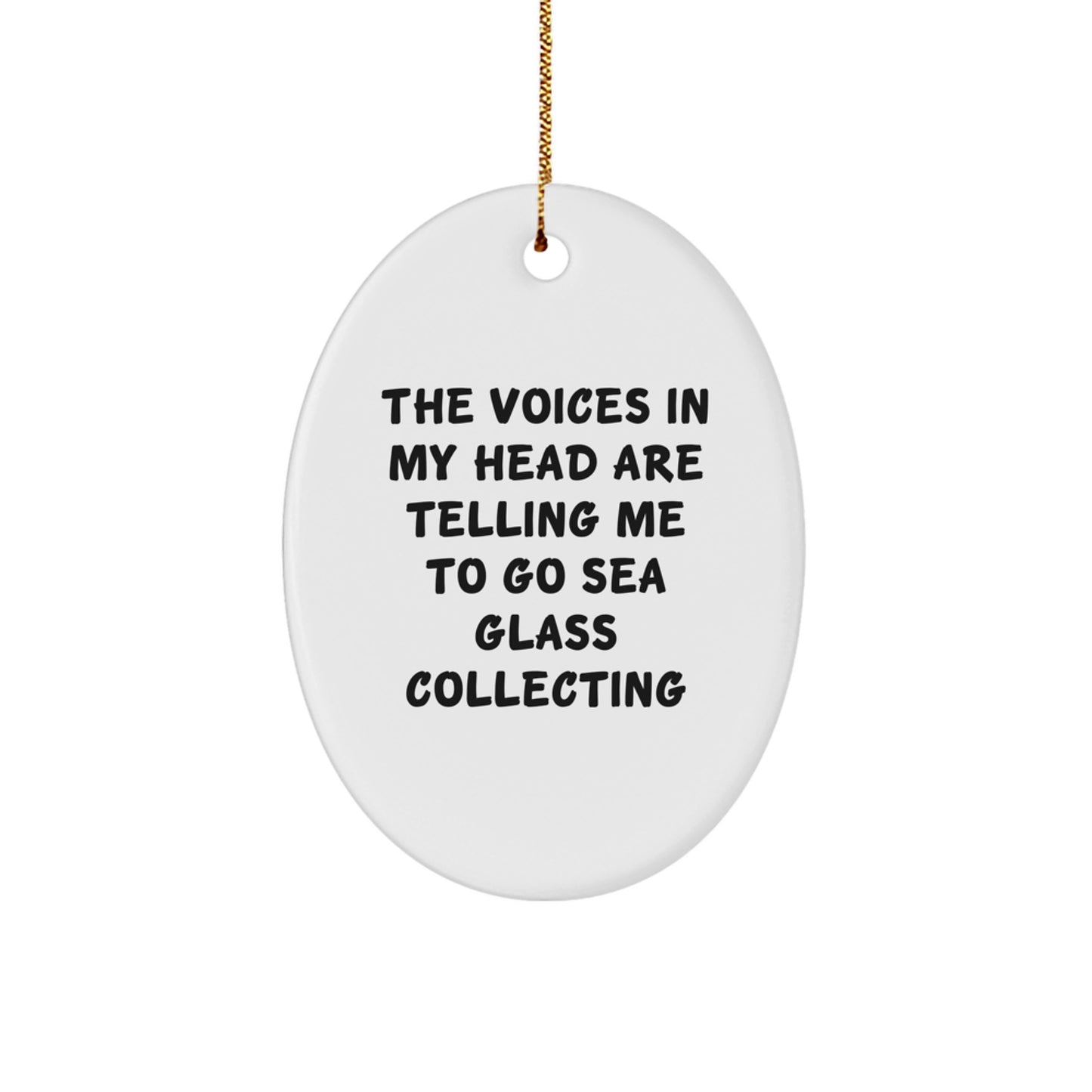 Funny Sea Glass Collecting Oval Ornament Gifts from Men to Friends for Christmas Unique Collectors - Image 1