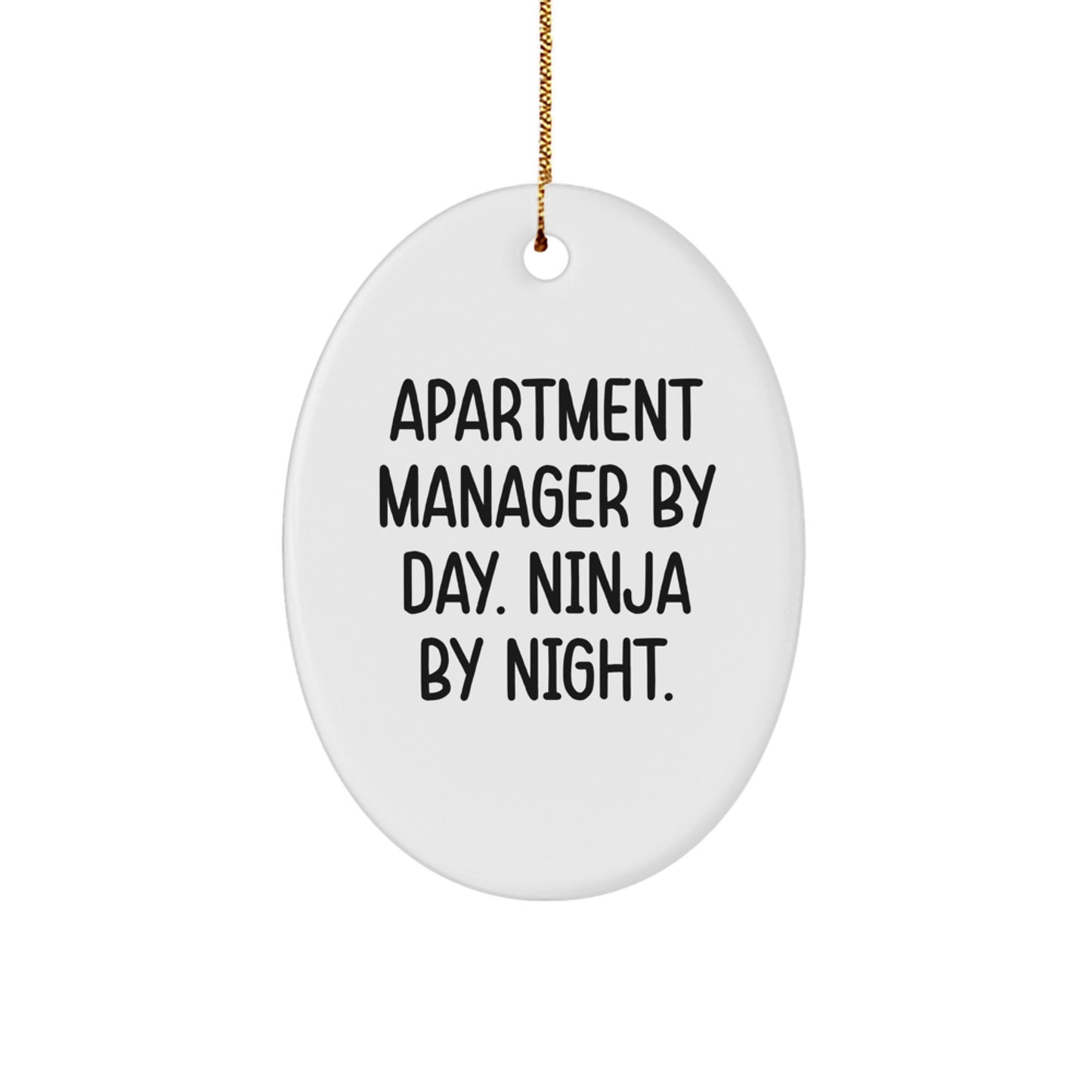 Funny Apartment Manager Gifts by Day Ninja By Night Oval Ornament for Christmas Decorations from Friends - Image 1