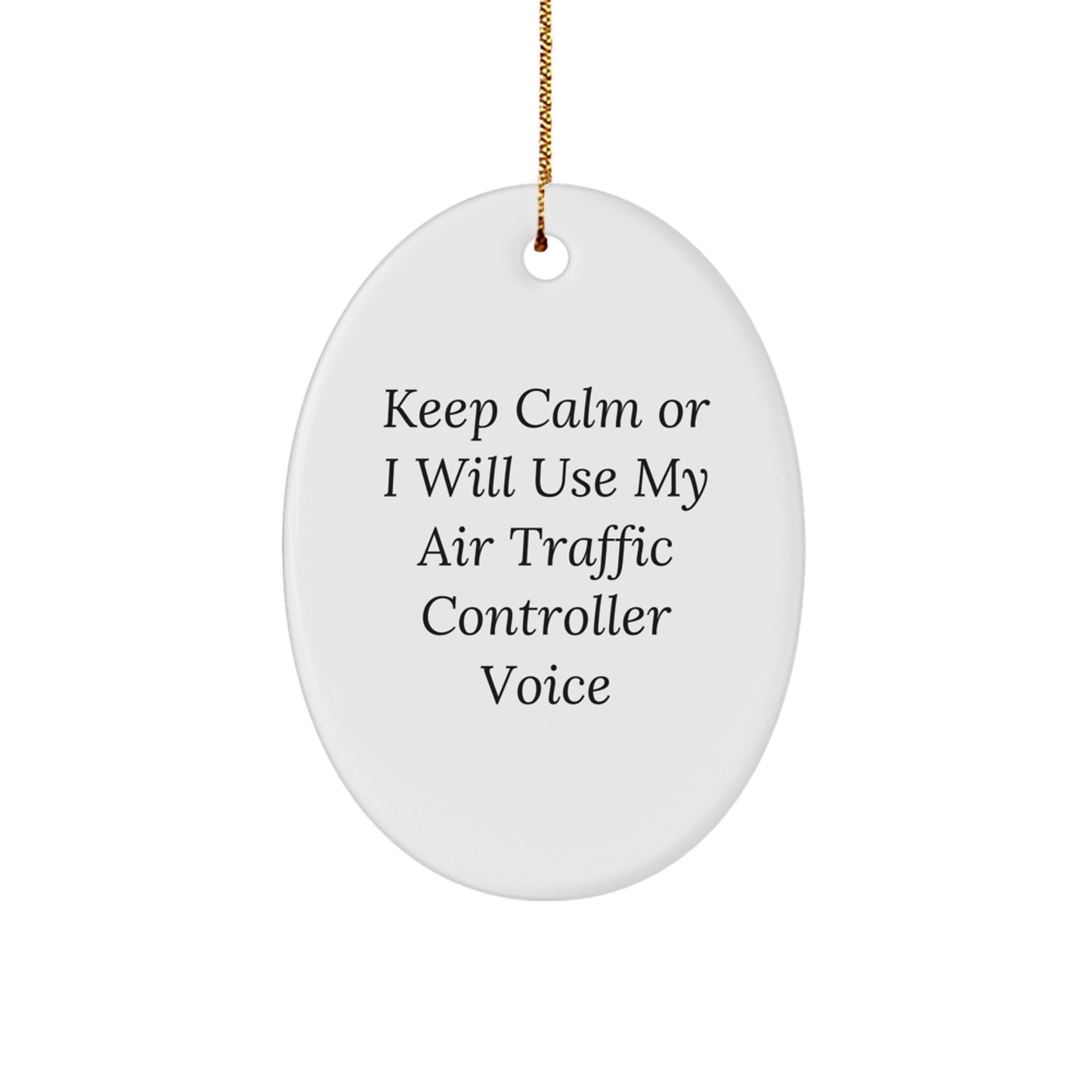 Funny Air Traffic Controller Gifts from Friends for Air Traffic Controller Men Christmas Unique Gifts Oval Ornament - Image 1