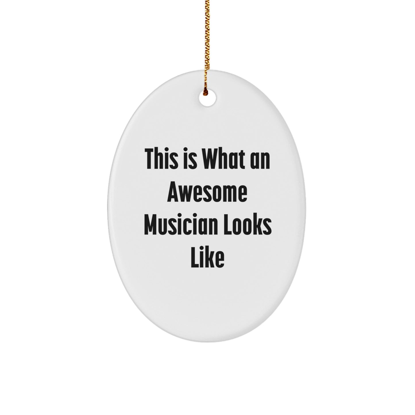 Funny Musician Gifts from Friends and Family - This Is What An Awesome Musician Looks Like Oval Ornament for Christmas Unique Gifts - Image 1