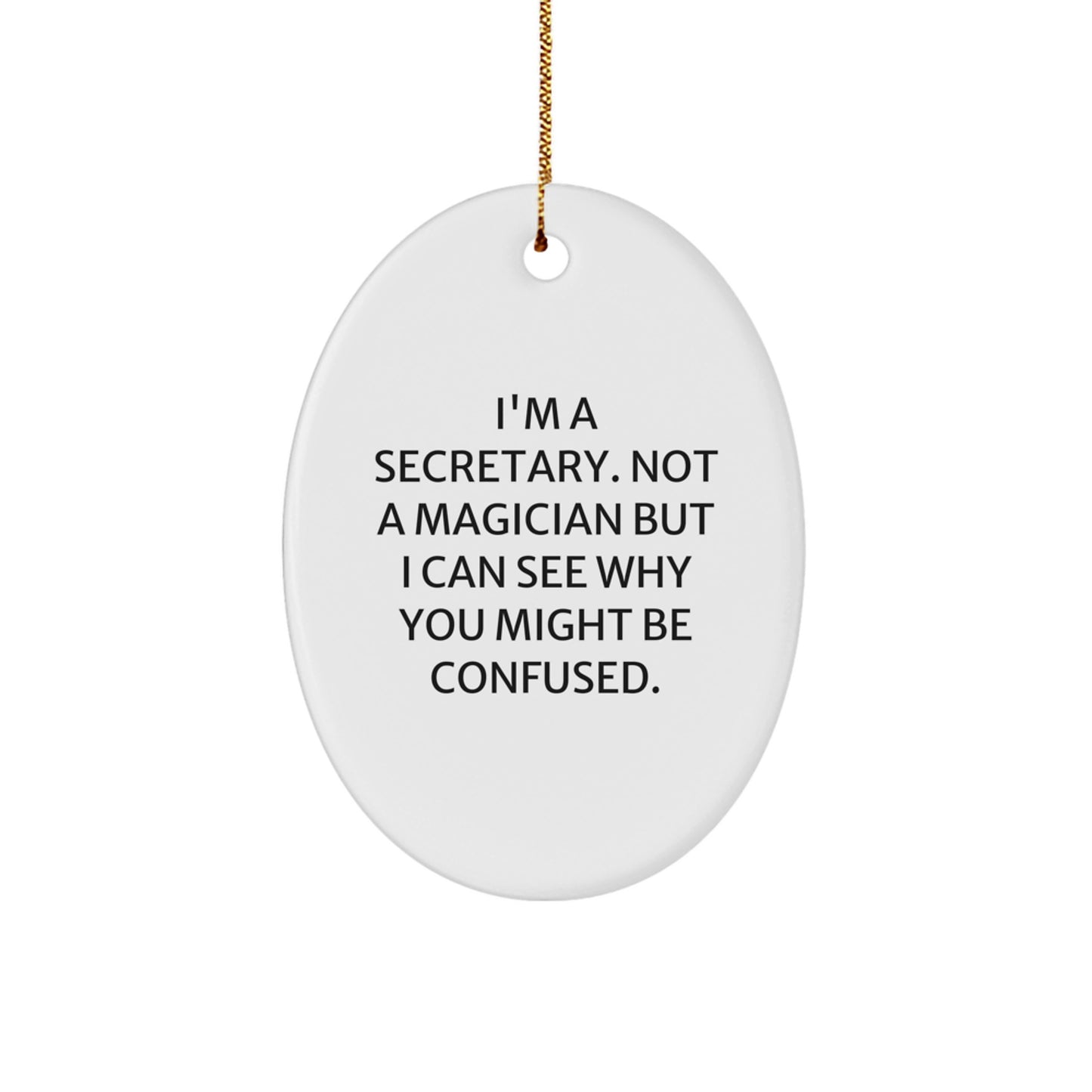 Funny Secretary Gifts from Men to Friends and Family - Oval Ornament for Office Secretary Christmas Unique Decorations - Image 1