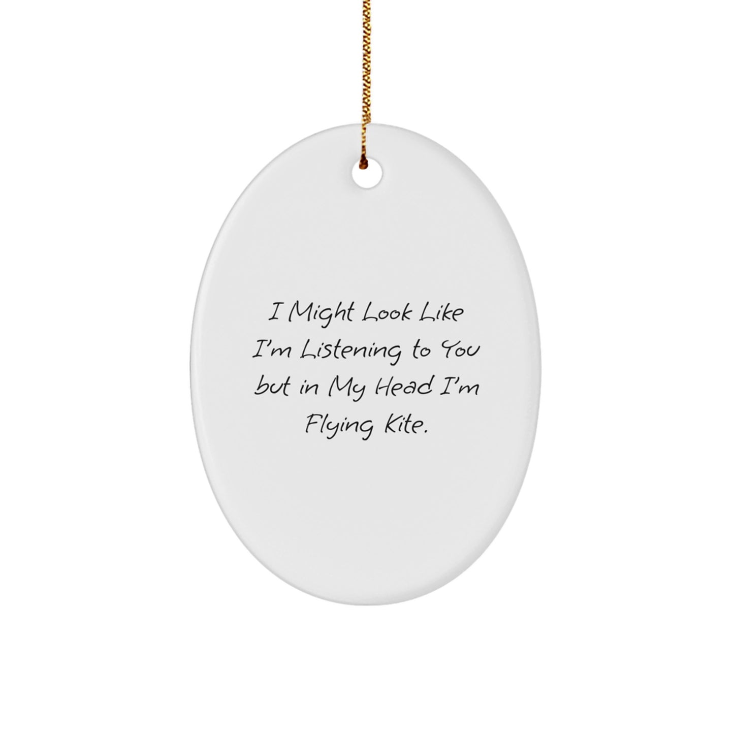 Funny Kite Flying Gifts from Friends to Kite Flying Men for Christmas Unique Oval Ornament - Image 1