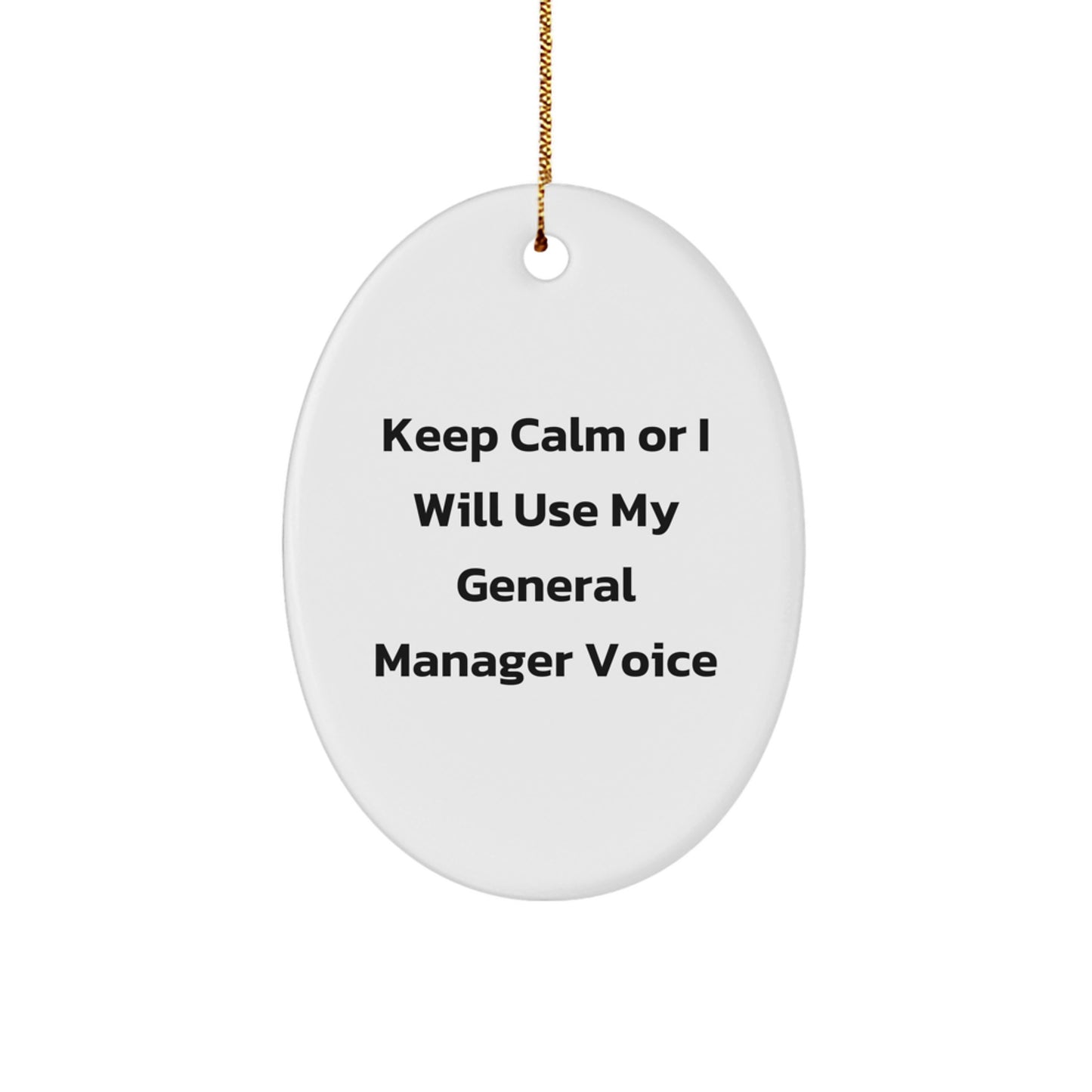 Funny General Manager Gifts for Men Christmas Unique Oval Ornament from Friends, Funny Oval Shaped Decoration for General Manager Office, White General Manager Decoration for Christmas - Image 1