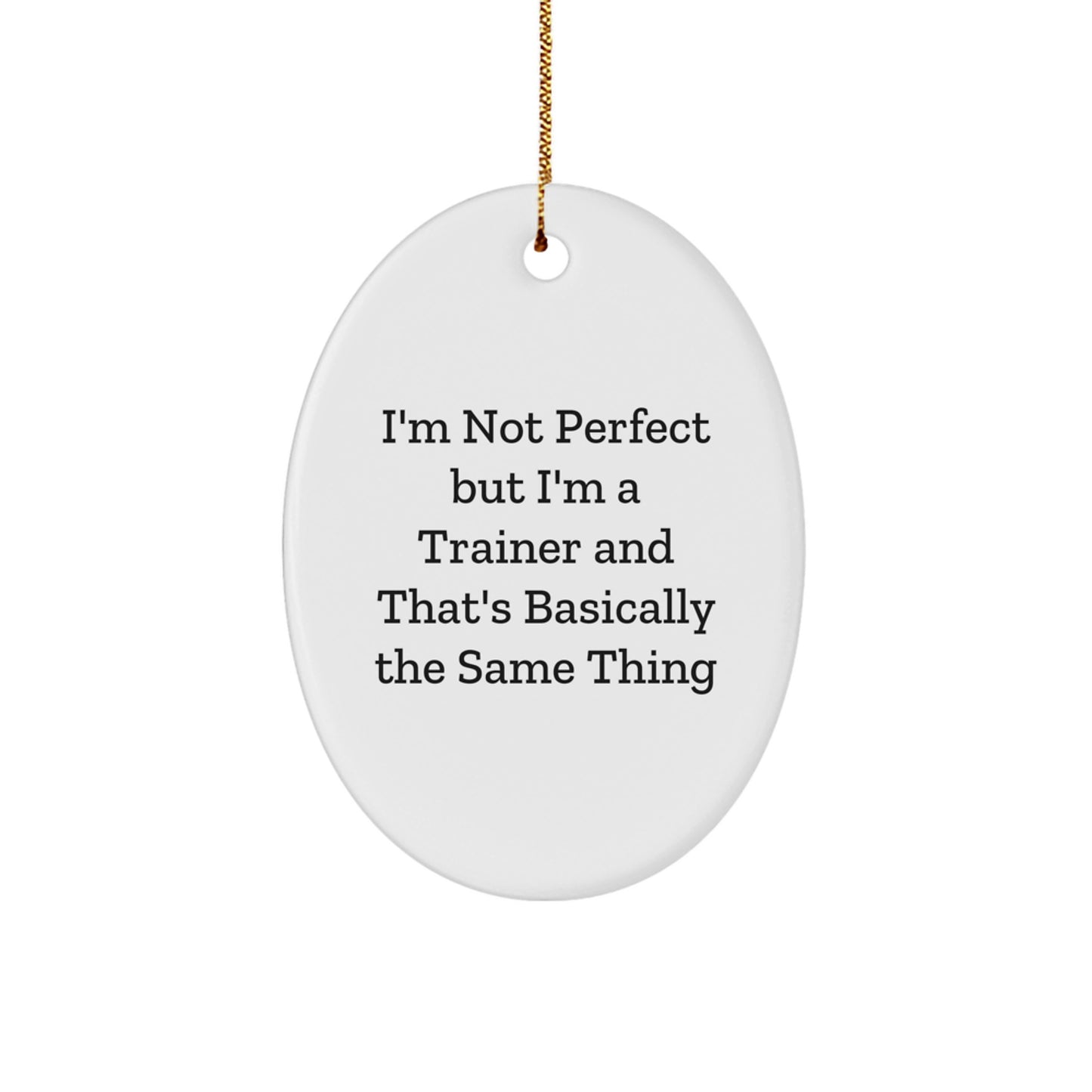 Funny Trainer Oval Ornament Gifts from Men to Friends, 'I'm Not Perfect But I'm A Trainer', Christmas Unique Gifts - Image 1
