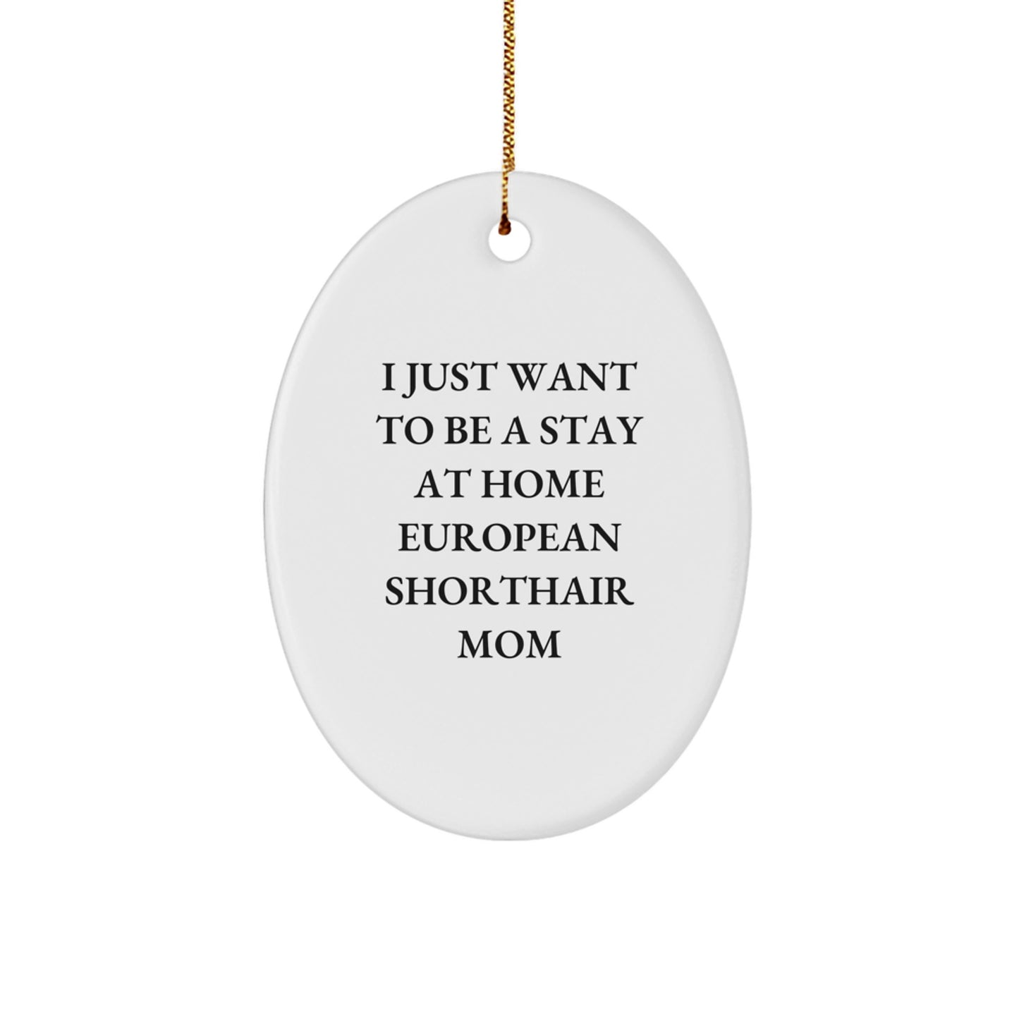 European Shorthair Cat Mom Christmas Decor Oval Ornament Gifts from Family Friends - I Just Want To Be A Stay At Home European Shorthair Mom - Image 1
