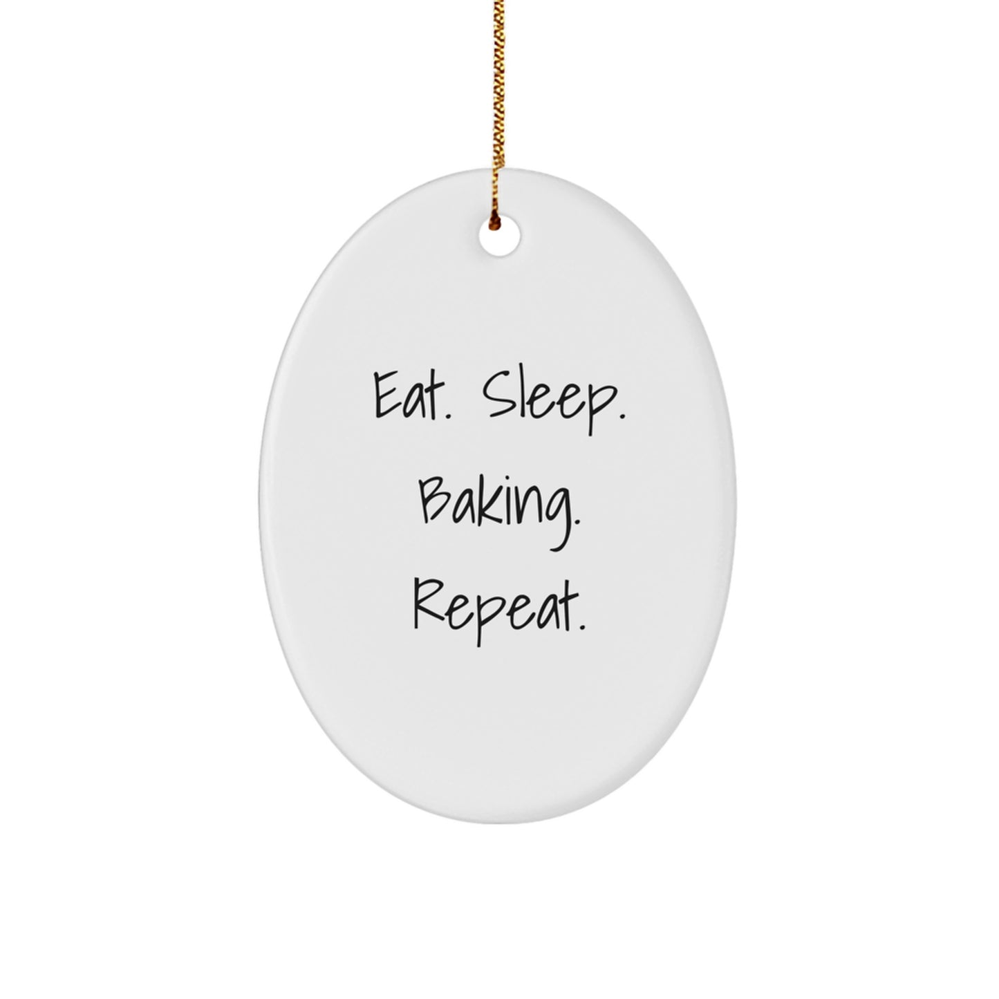 Funny Baking Oval Ornament Gifts from Family for Christmas, Cute Baking Decor for Kitchen, Oval Ornament, Eat Sleep Baking Repeat - Image 1