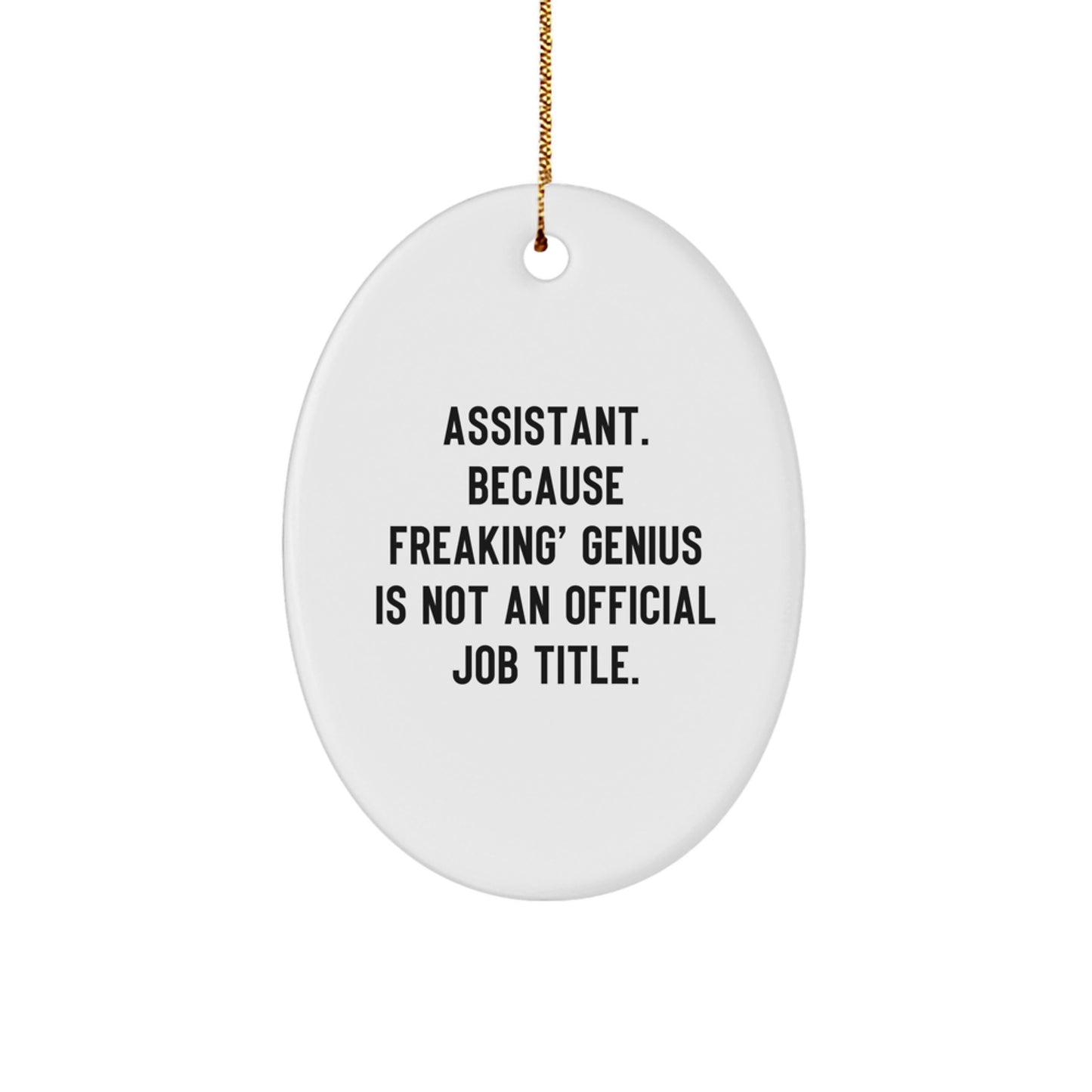 Funny Oval Ornaments Gifts from Men to Assistant Coworkers at Christmas, Assistant Oval Ornament for Christmas Unique Gifts, Oval Ornament Because Freaking genius Is Not An Official Job Title - Image 1