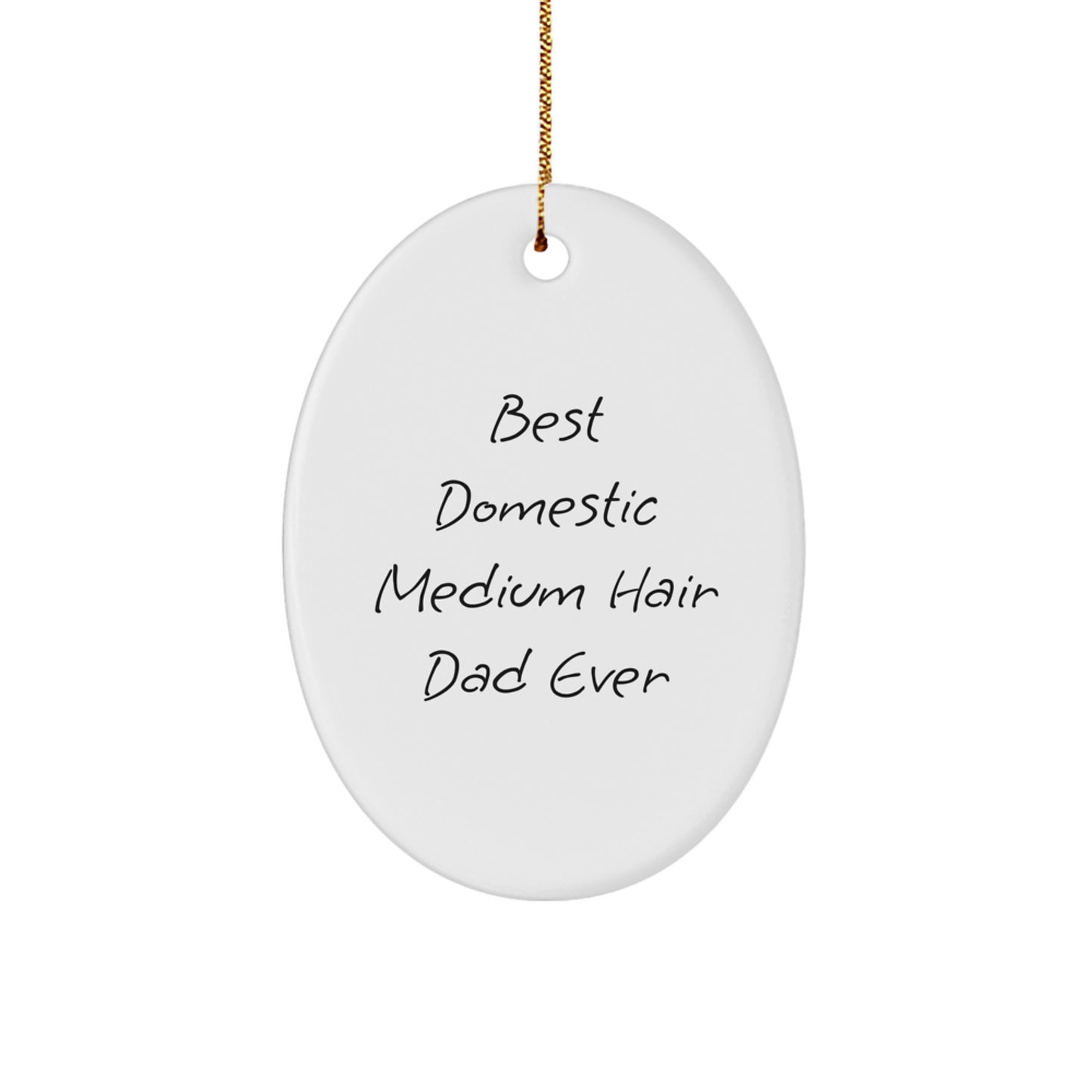 Domestic Medium Hair Cat Dad Gifts for Christmas - Oval Ornament Quote 'Best Domestic Medium Hair Dad Ever' from Family - Image 1