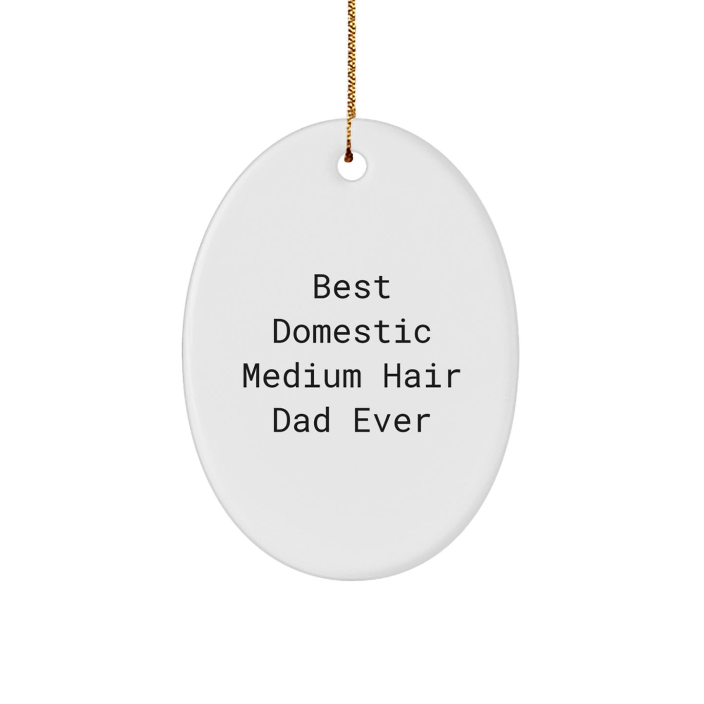 Funny Domestic Medium Hair Cat Dad Gifts Oval Ornament, Gifts from Friends to Family for Christmas - Image 1