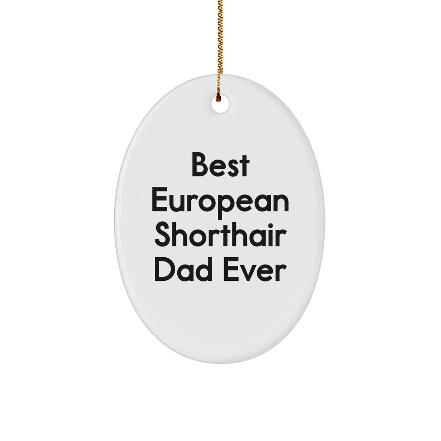 European Shorthair Cat Dad Ever Oval Ornament Gifts from Family for Christmas - Image 1