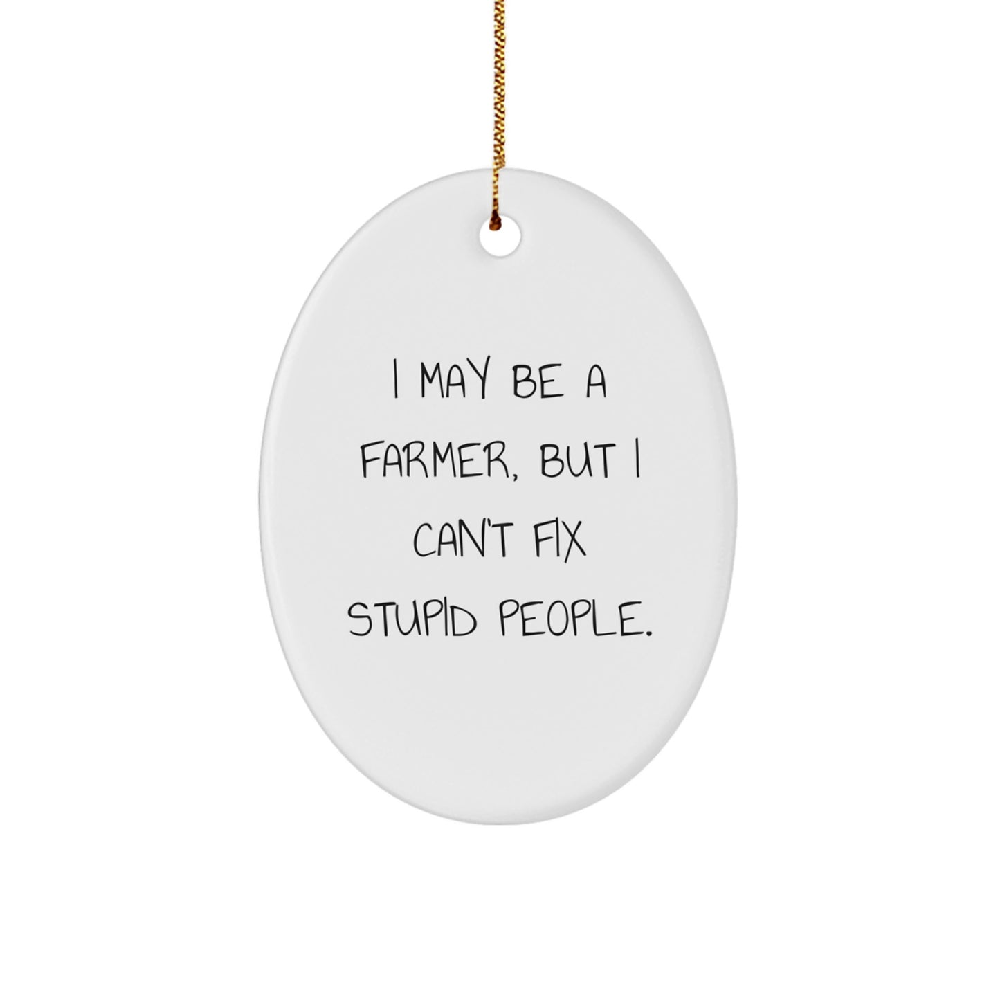 Funny Farmer Gifts for Men Oval Ornament I May Be A Farmer, But I Can't Fix Stupid People. Christmas Unique Gifts from Friends - Image 1