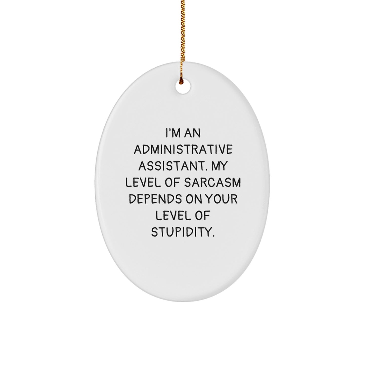 Fun Sarcasm Oval Ornament for Administrative Assistant Gifts from Family, Friends, or Coworkers, Perfect for Christmas Unique Gifts - Image 1