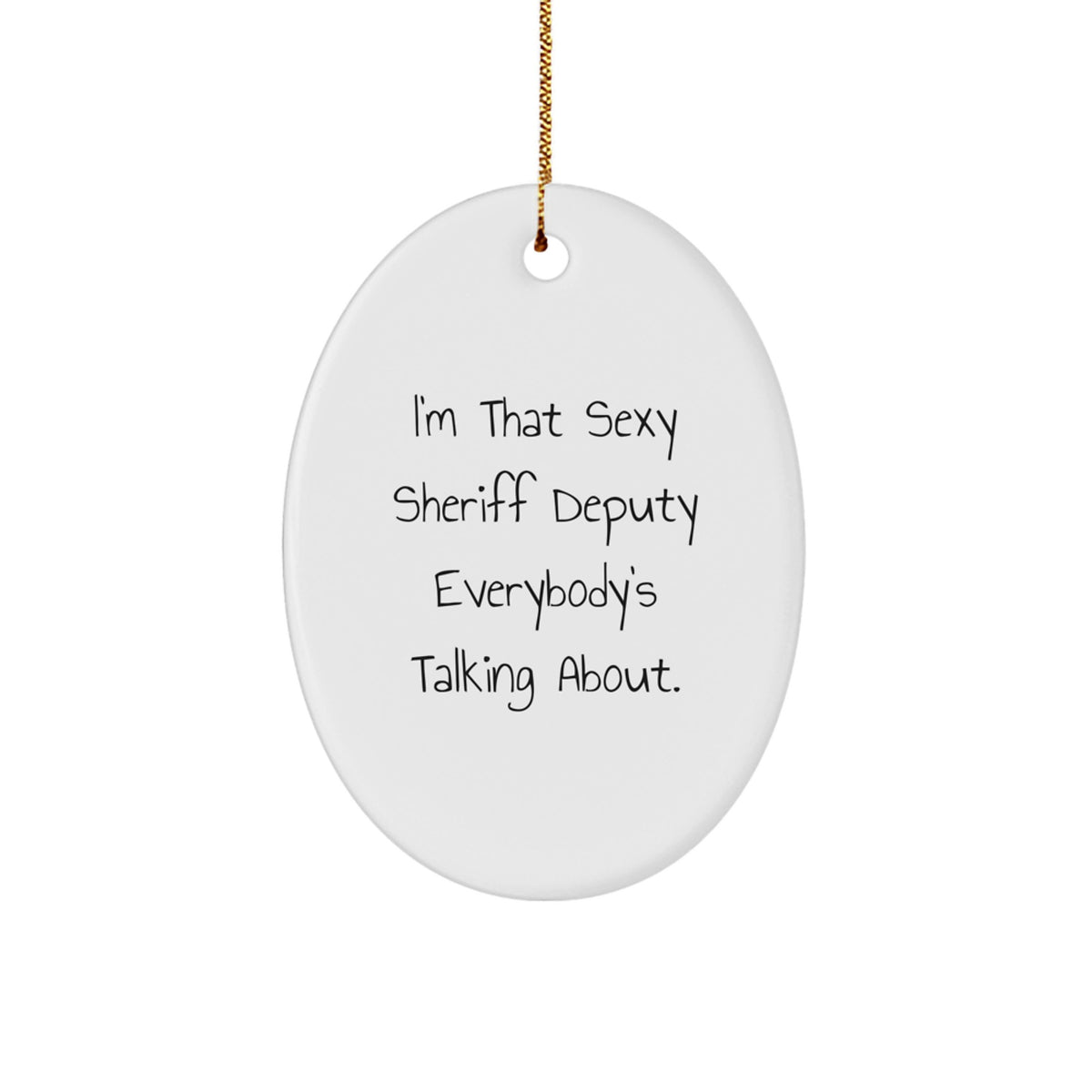 Christmas Gift Oval Ornament for Her – Sheriff Deputy Present - Image 1