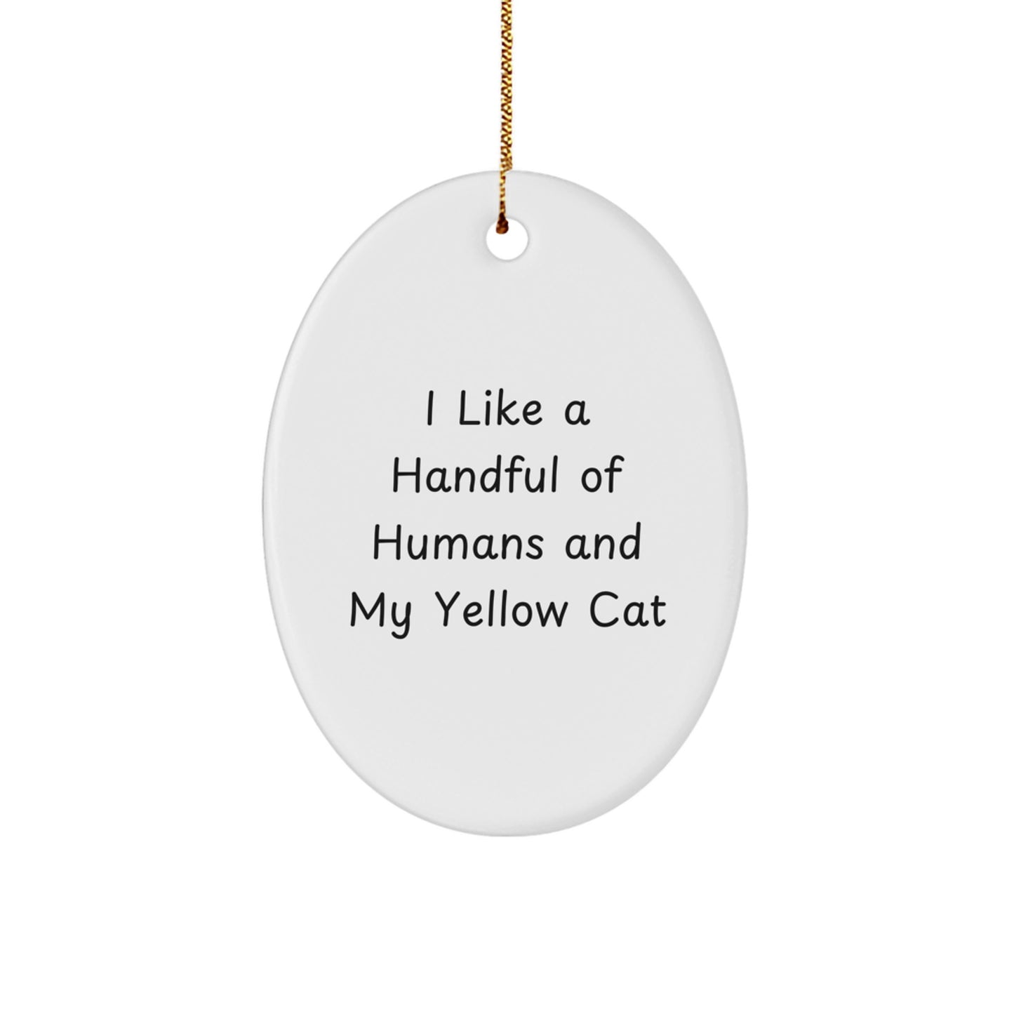 Funny Yellow Cat Gifts from Men to Family - Oval Ornament I Like A Handful Of Humans And My Yellow Cat - Image 1
