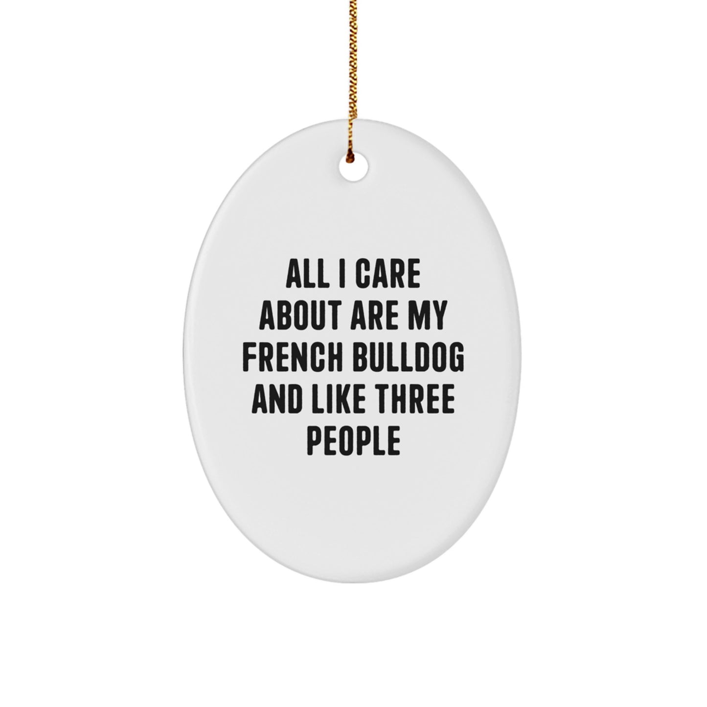 French Bulldog Oval Ornament Gifts from Friends and Family - 'All I Care About Are My French Bulldog And Like Three People' - Unique Christmas Unique Gift for French Bulldog Lovers - Image 1