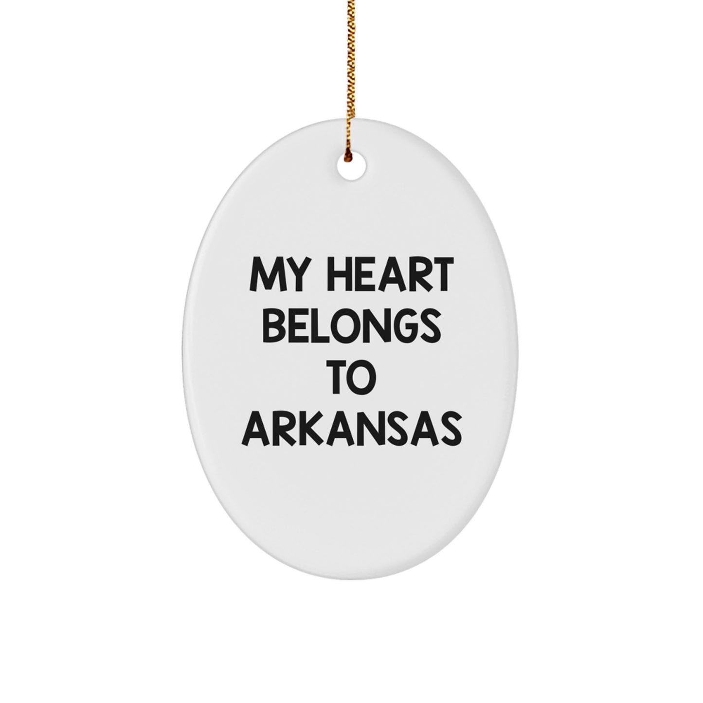 Arkansas Oval Ornament My Heart Belongs To Arkansas Gifts for Friends and Family - Image 1