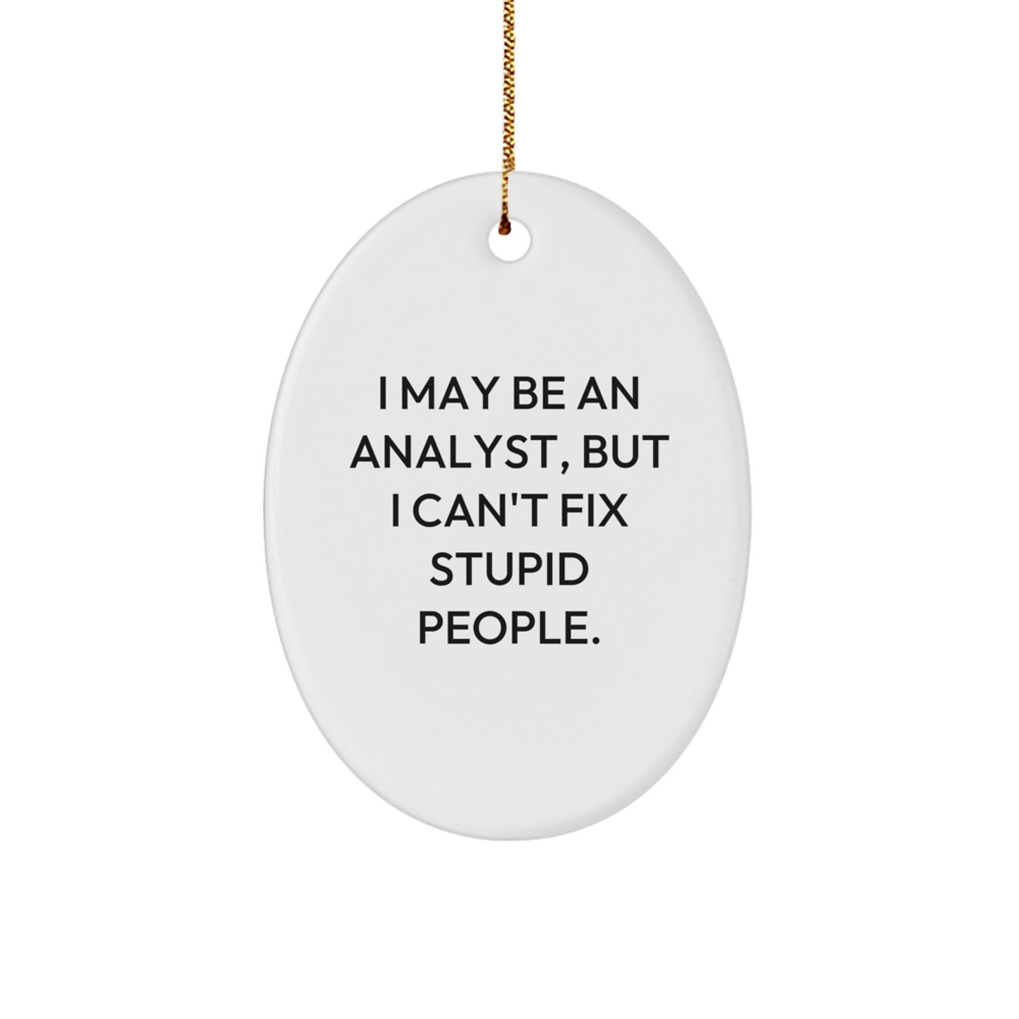 Funny Oval Ornament for Analyst Friends and Coworkers Gifts from Men or Women - I May Be An Analyst, But I Can't Fix Stupid People. Christmas Unique Gifts - Image 1
