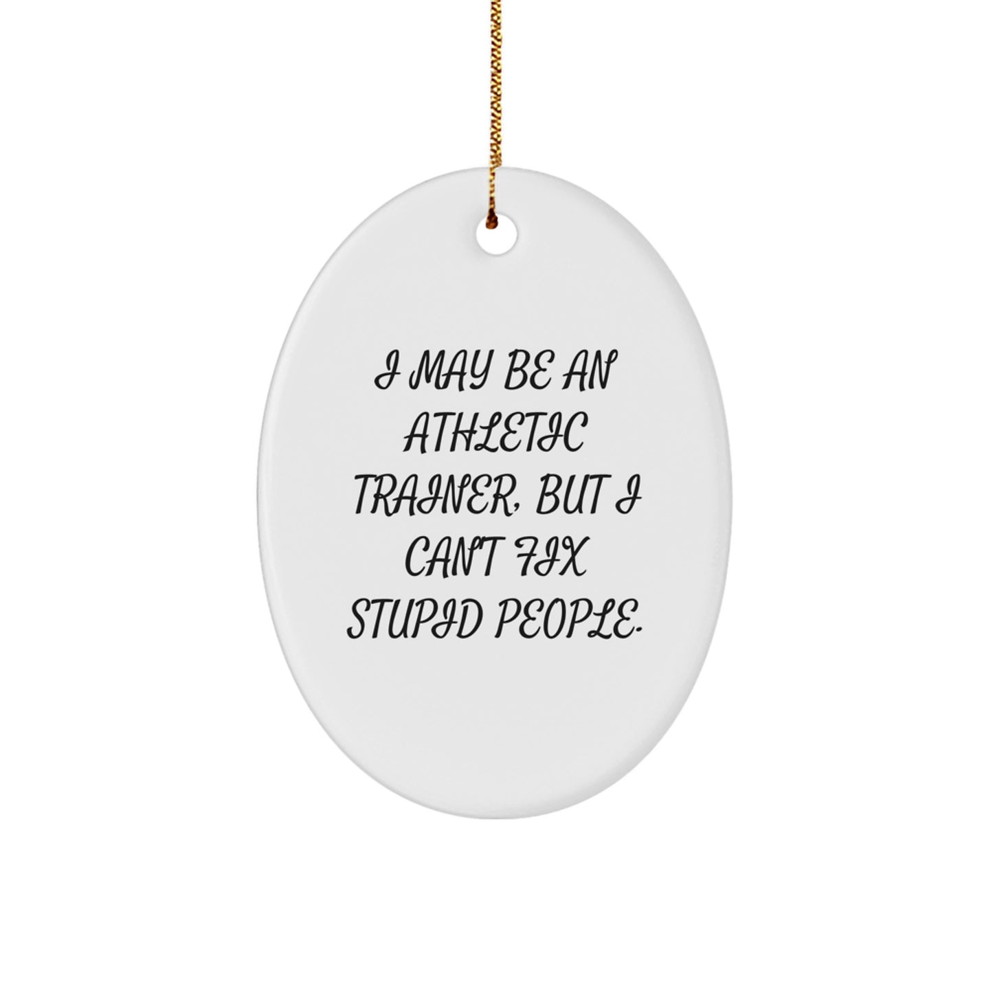 Funny Athletic Trainer Gift for Men, Oval Ornament I May Be An Athletic Trainer But I Cant Fix Stupid People Christmas Decorations Gifts from Friends - Image 1