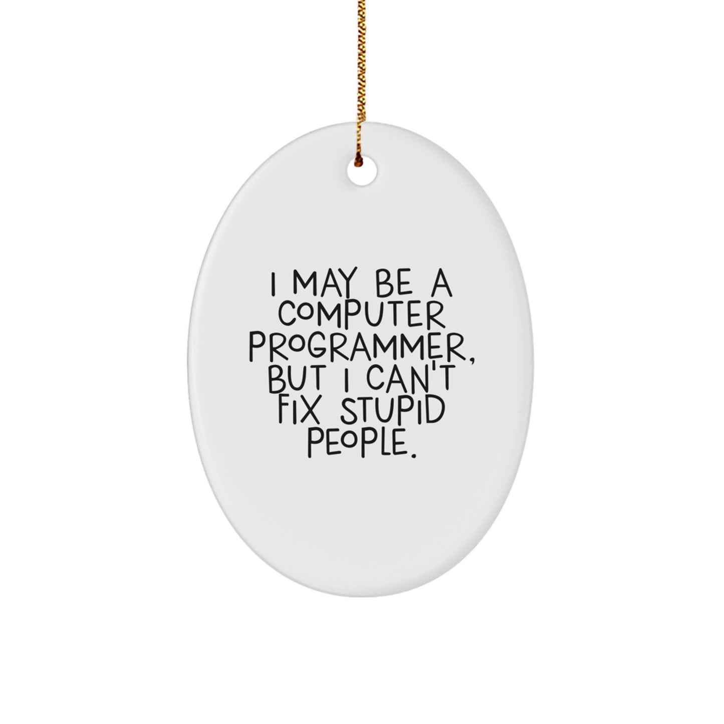 Funny Computer Programmer Gifts for Men, Oval Ornament, Christmas Unique Decorations, Gifts from Family to Friends, I May Be A Computer Programmer, But I Can't Fix Stupid People. - Image 1