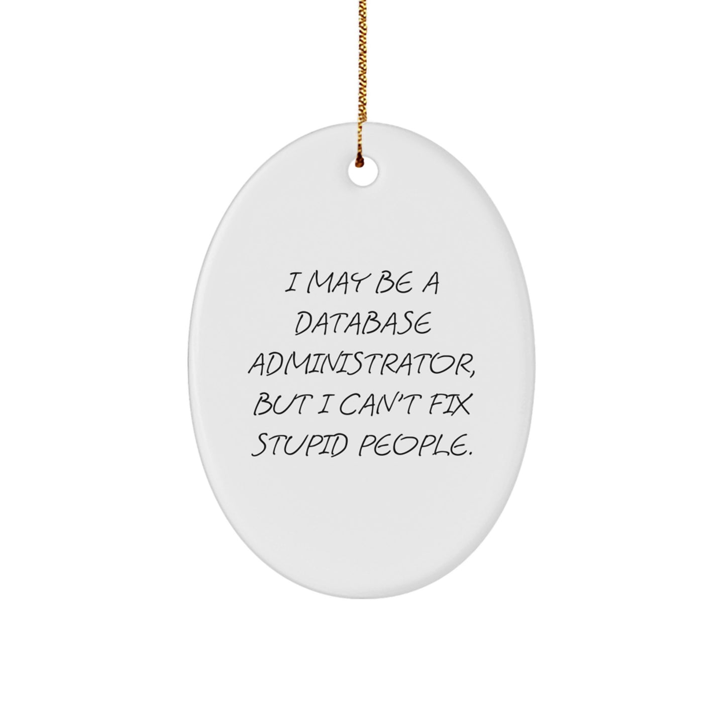 Funny Database Administrator Gifts for Coworkers - Gifts from Friends, I May Be A Stupid Person to Deal with, White Oval Ornament, Christmas Unique Gifts - Image 1